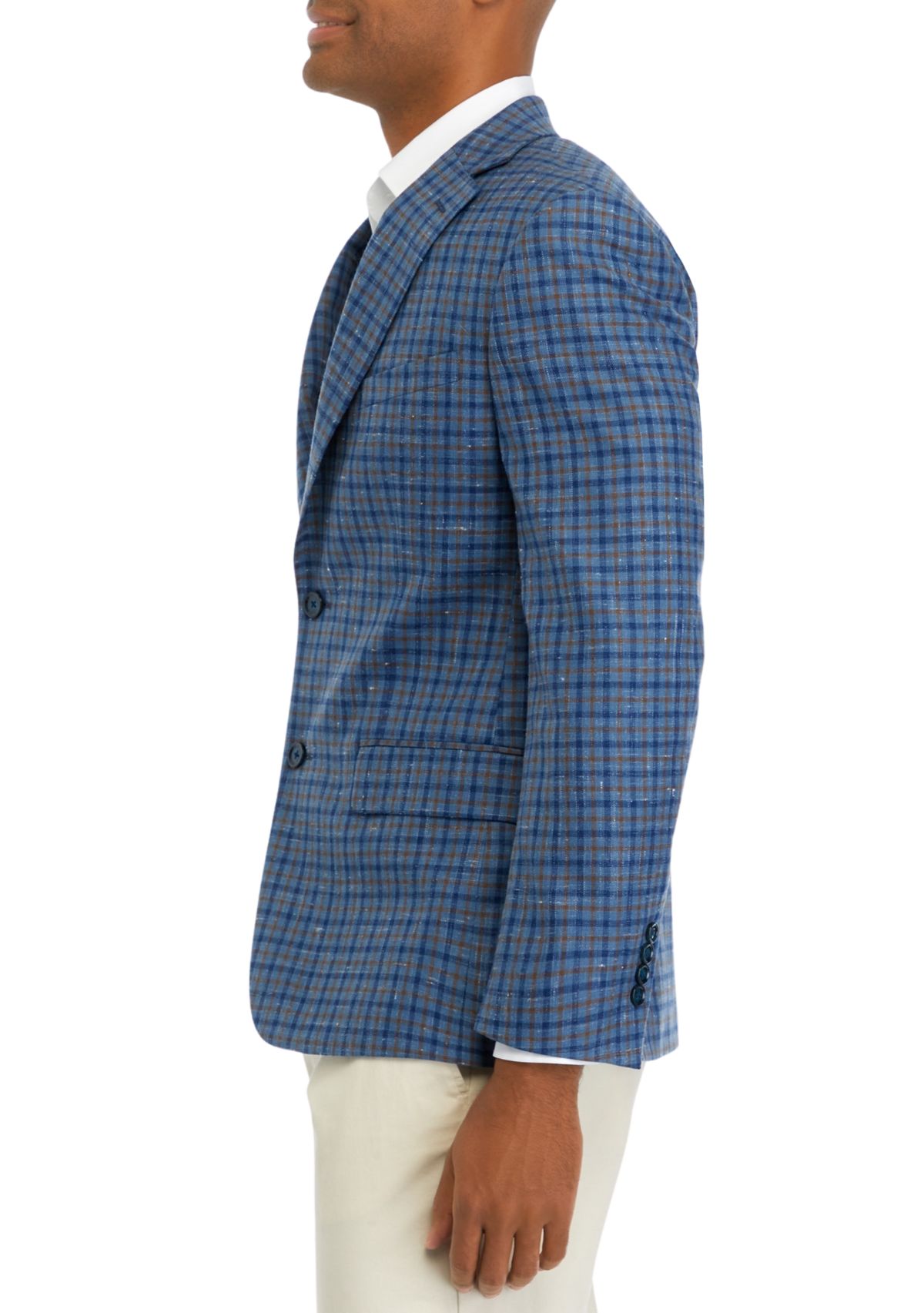 Blue Navy Tan Check Sportcoat