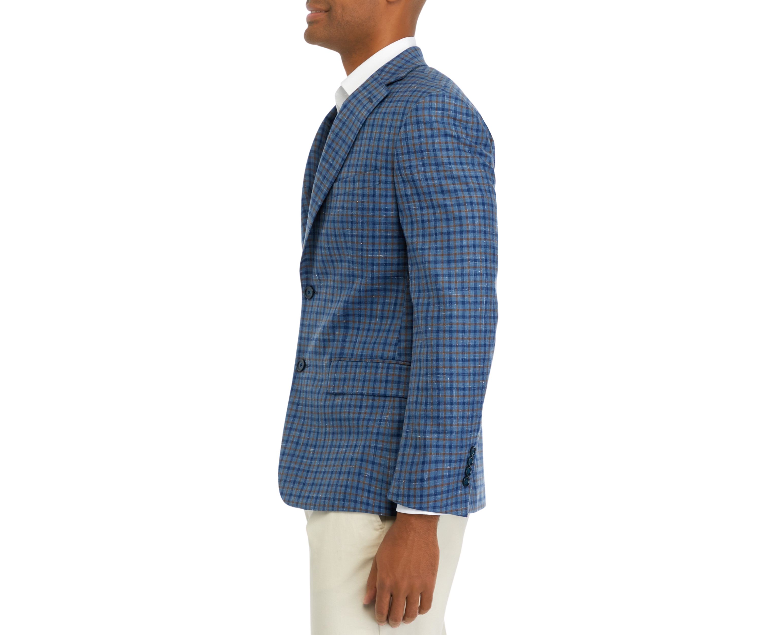 Blue Navy Tan Check Sportcoat