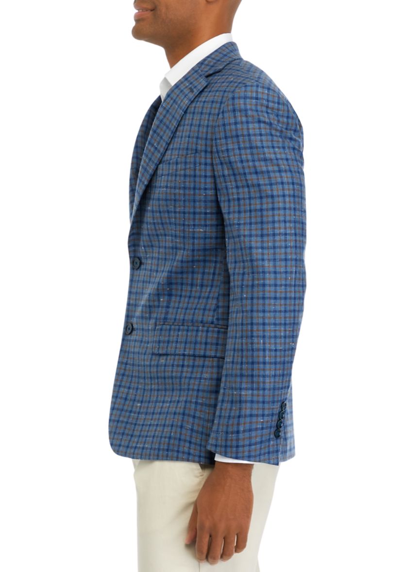 Blue Navy Tan Check Sportcoat