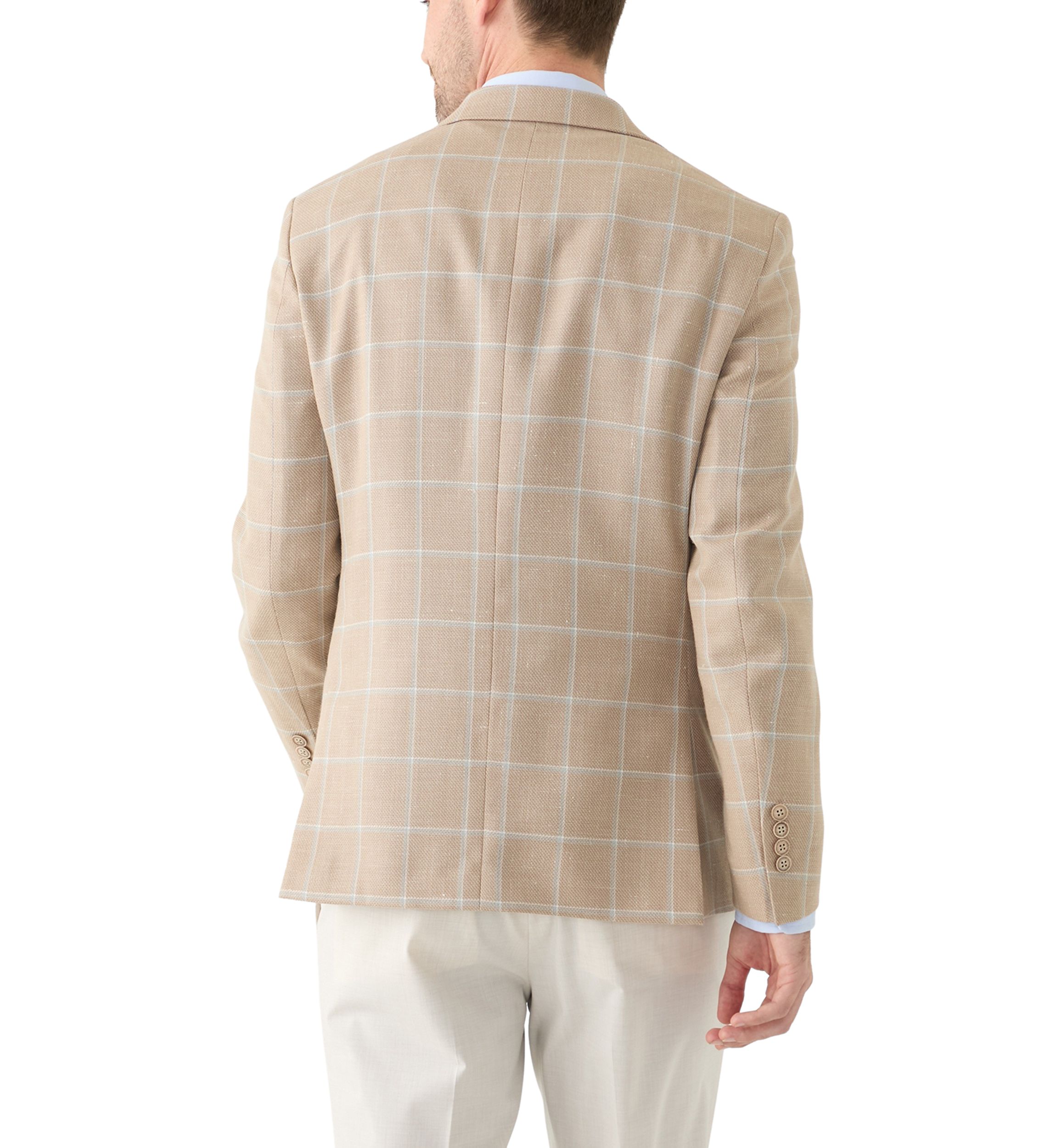 Mens Tan Windowpane Suit Jacket