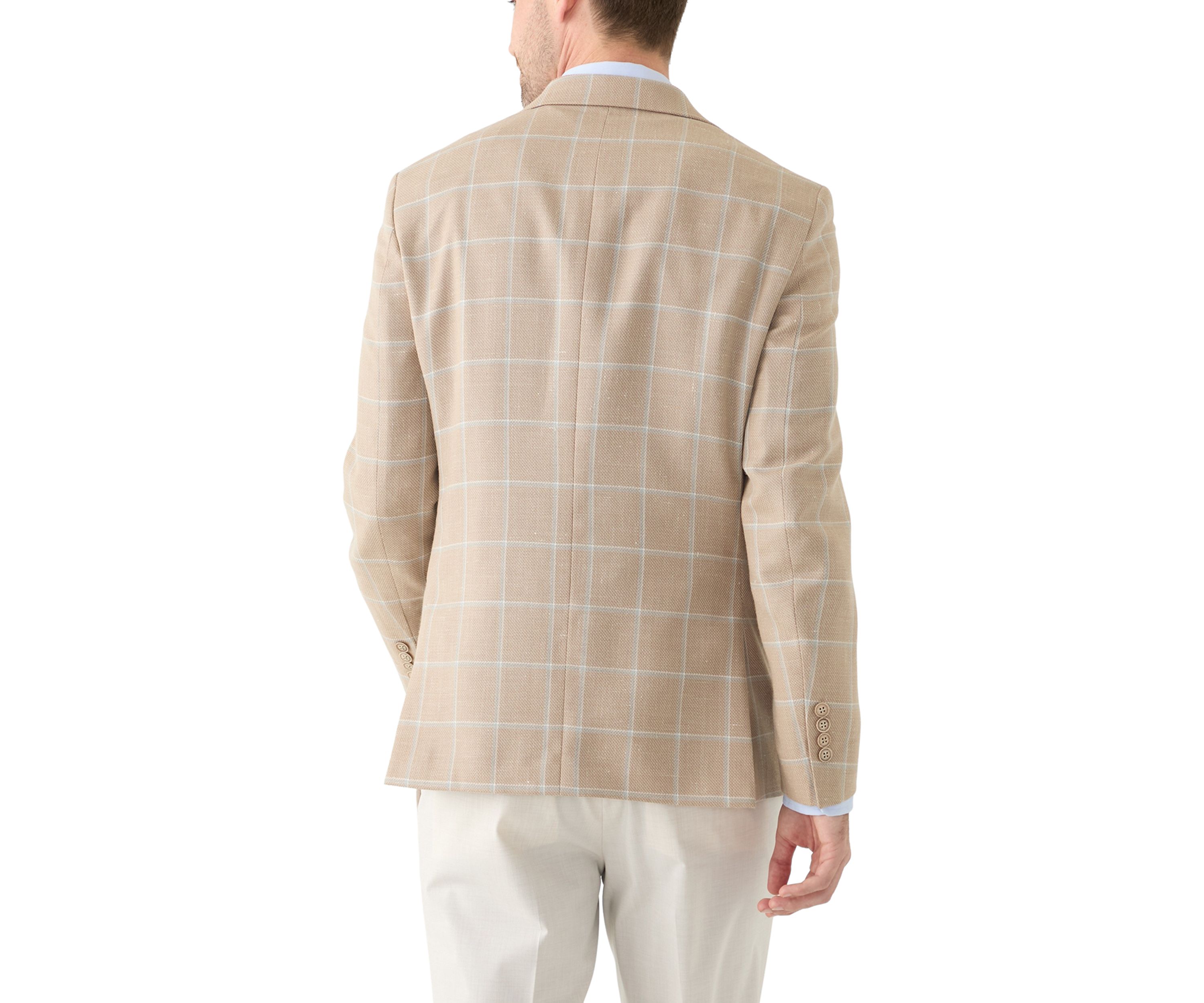 Mens Tan Windowpane Suit Jacket