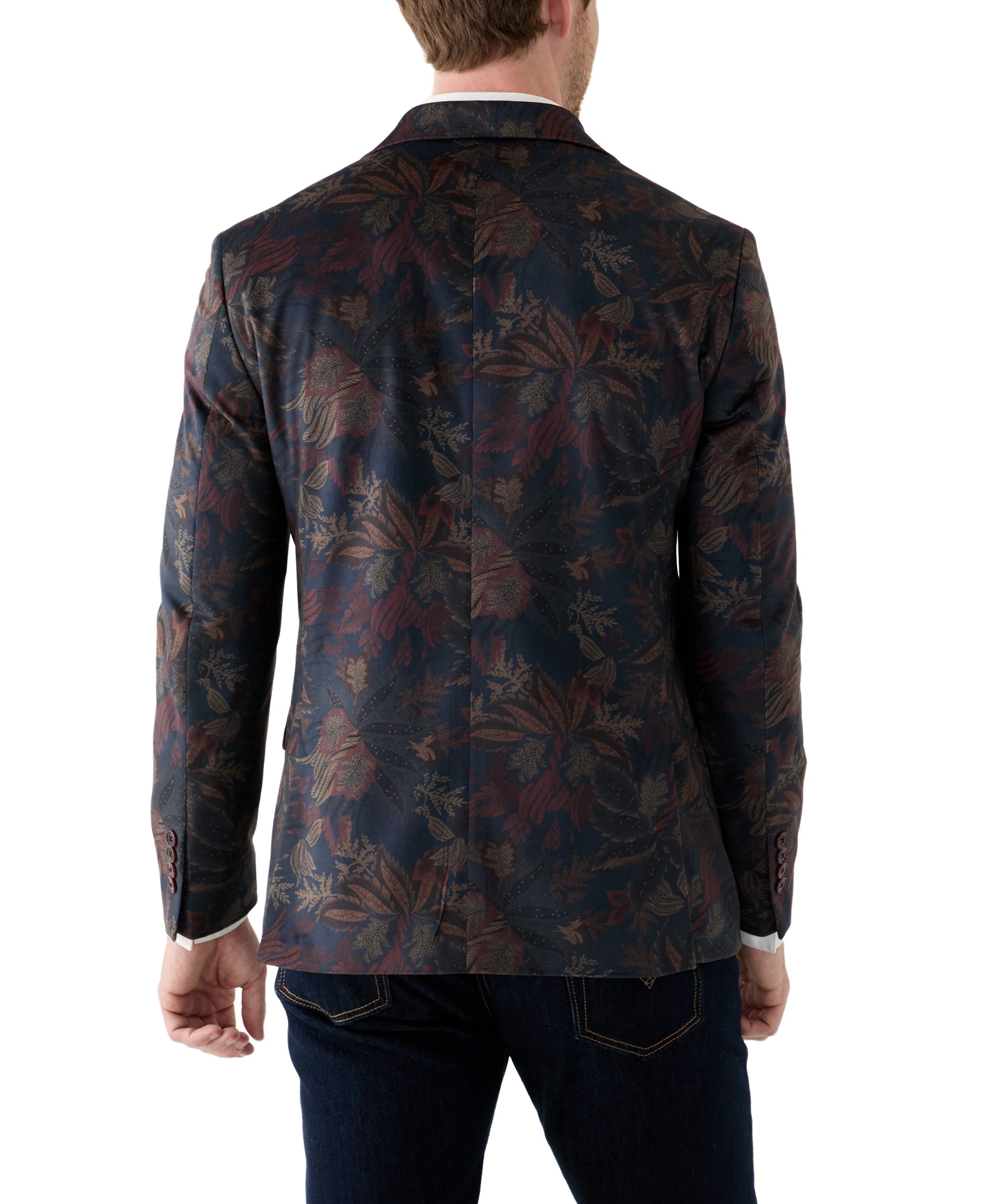 Mens Leaf Printed Velvet Sportcoat