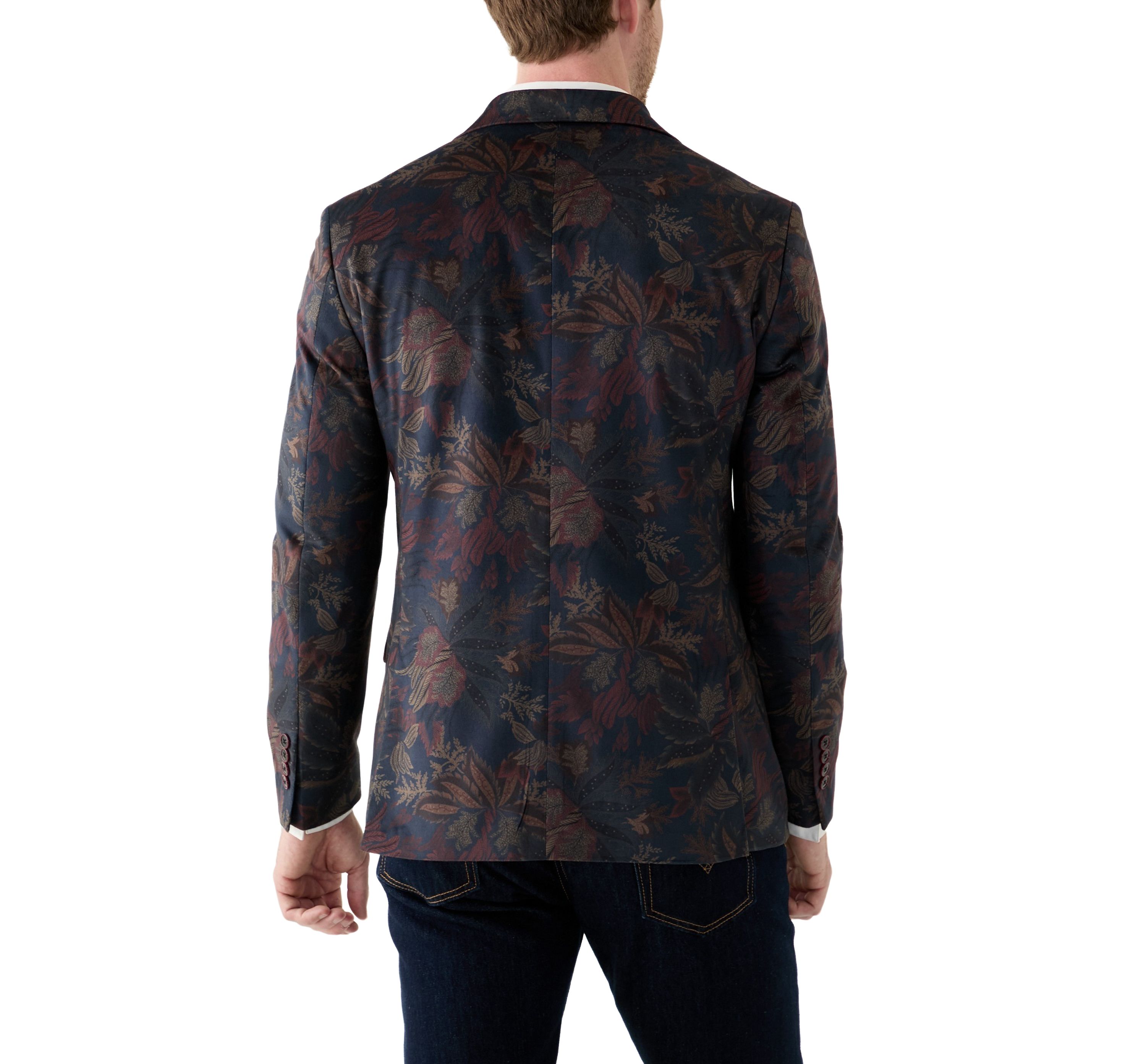 Mens Leaf Printed Velvet Sportcoat