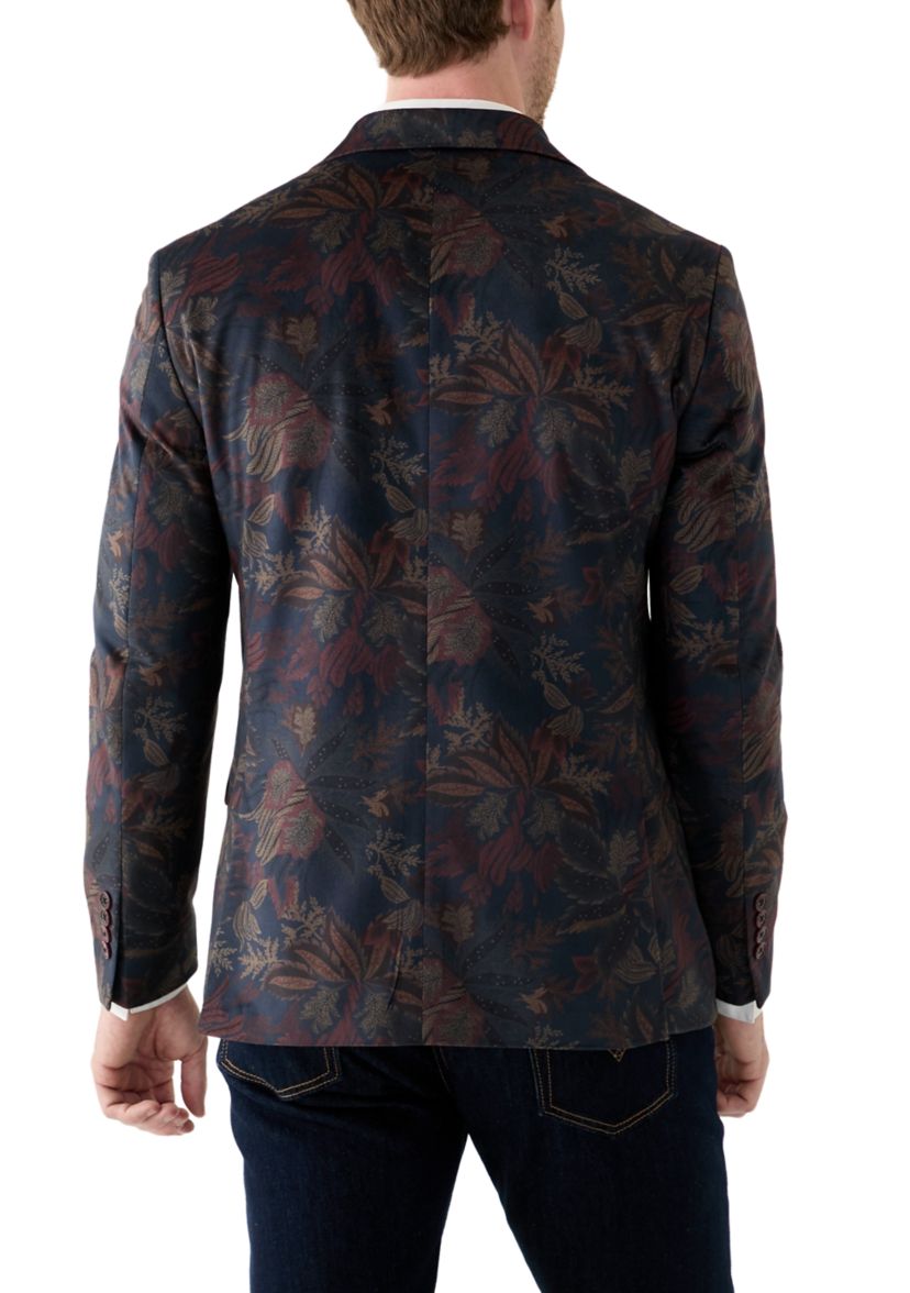 Mens Leaf Printed Velvet Sportcoat