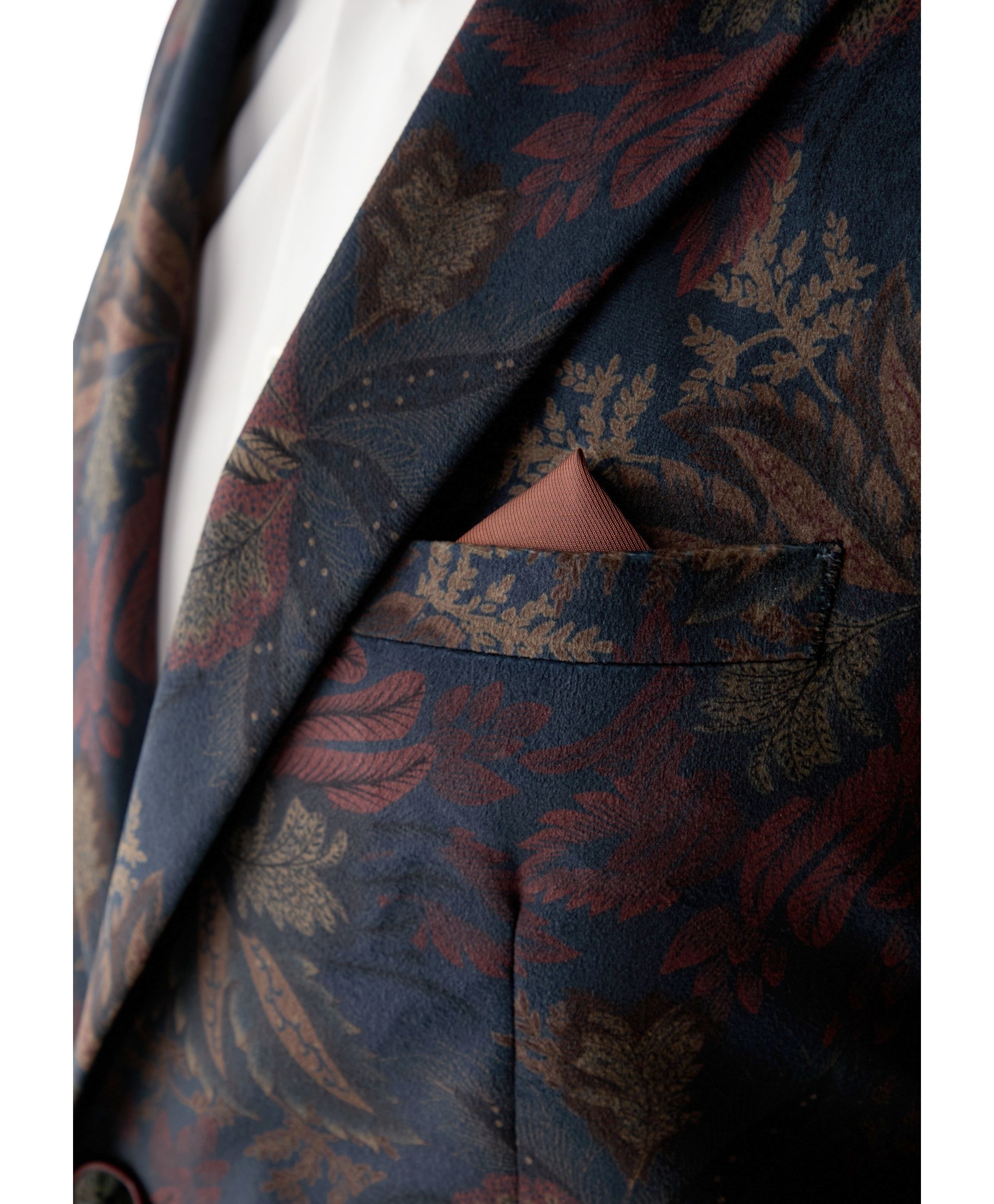 Mens Leaf Printed Velvet Sportcoat
