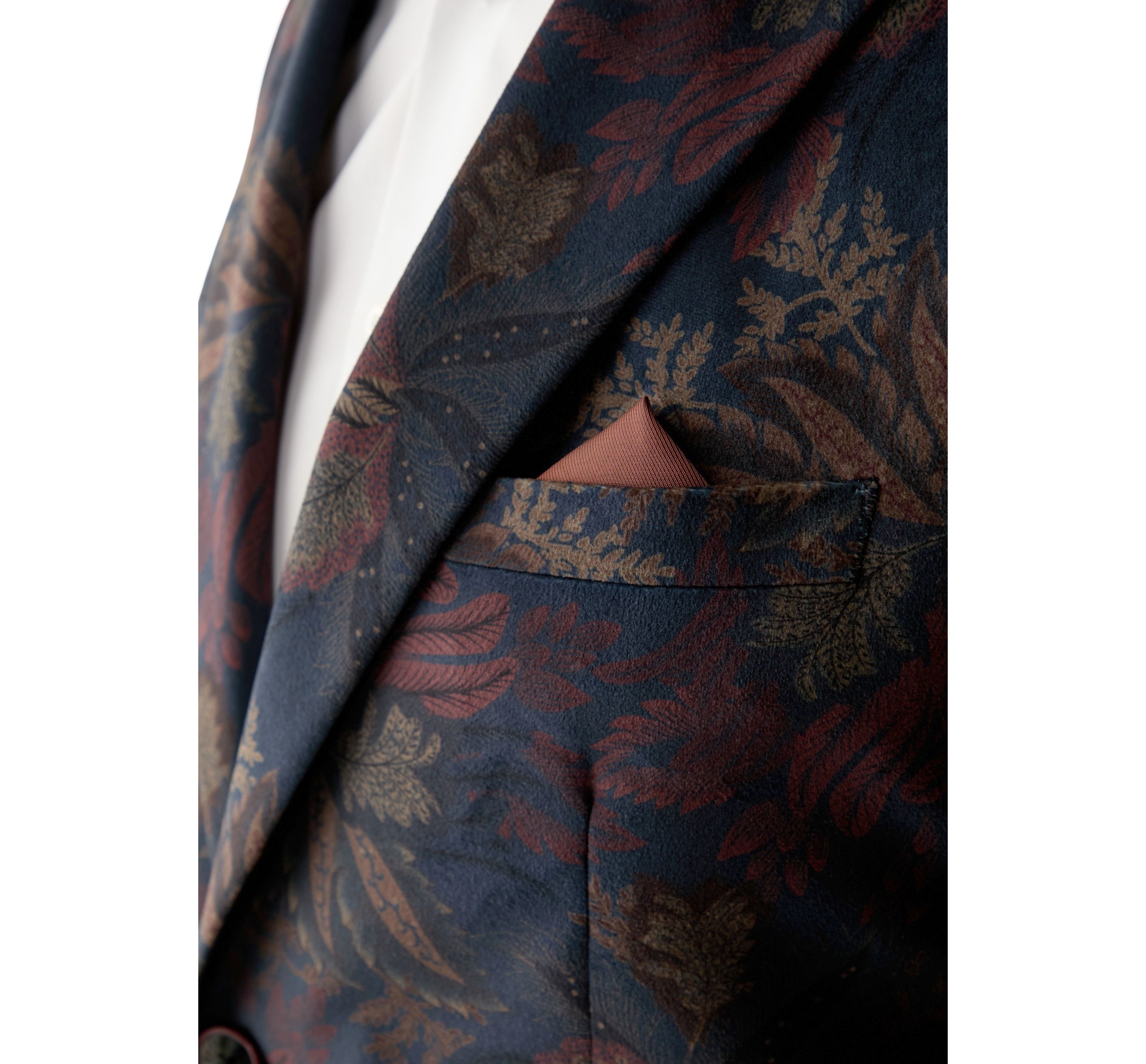 Mens Leaf Printed Velvet Sportcoat