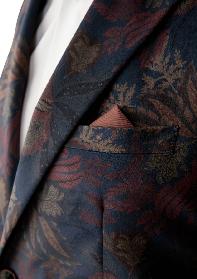 Mens Leaf Printed Velvet Sportcoat