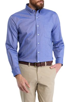 Saddlebred Men’s Solid Oxford Shirt, Navy Blue, 15 – 15.5 32/33