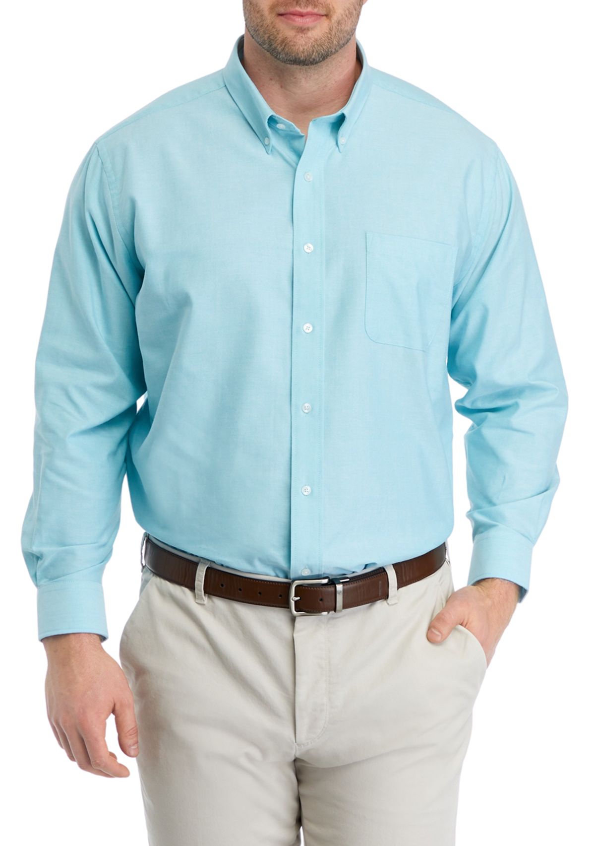 Mens Big Solid Oxford Button Down Shirt