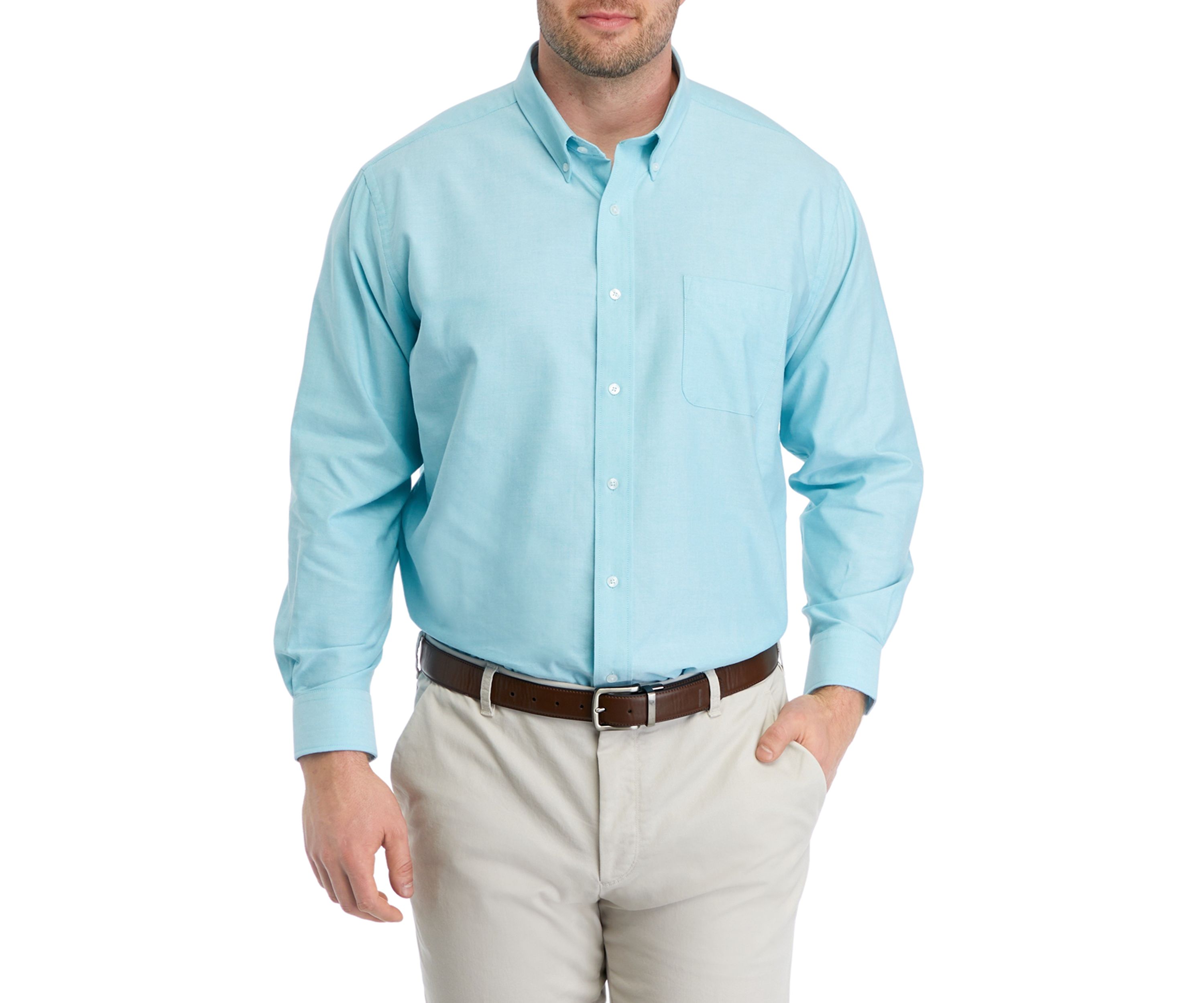 Mens Big Solid Oxford Button Down Shirt