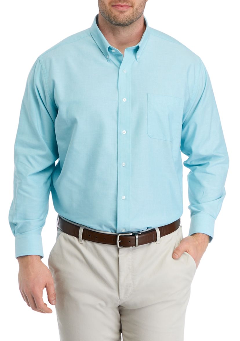 Mens Big Solid Oxford Button Down Shirt
