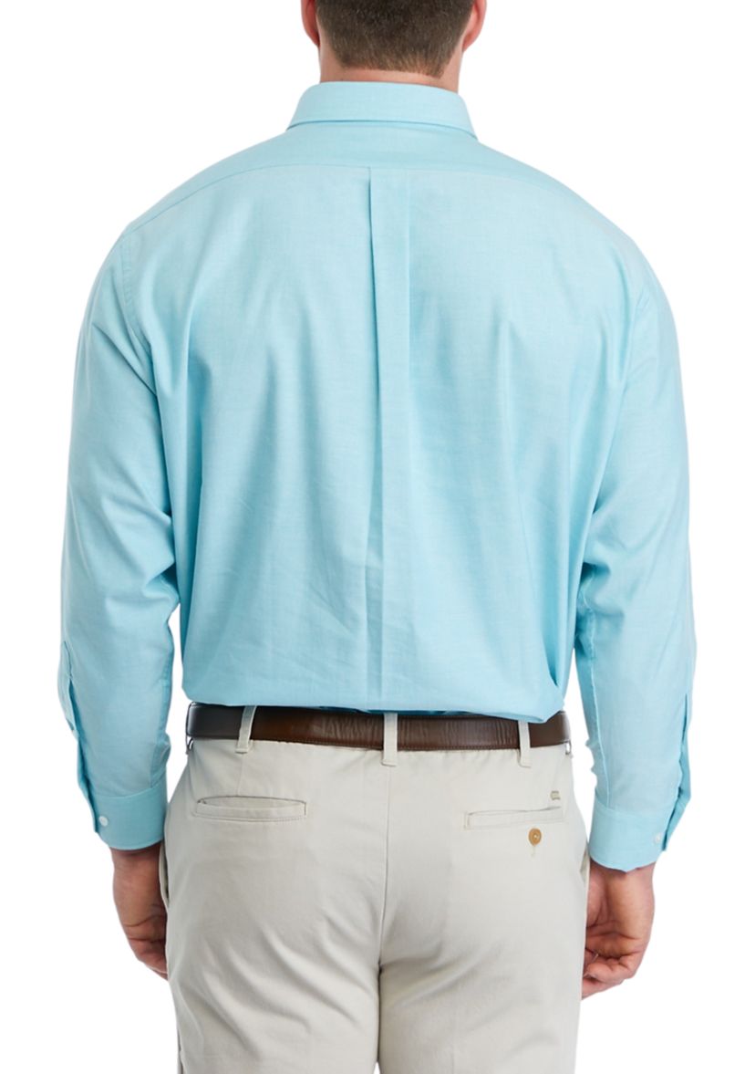 Mens Big Solid Oxford Button Down Shirt