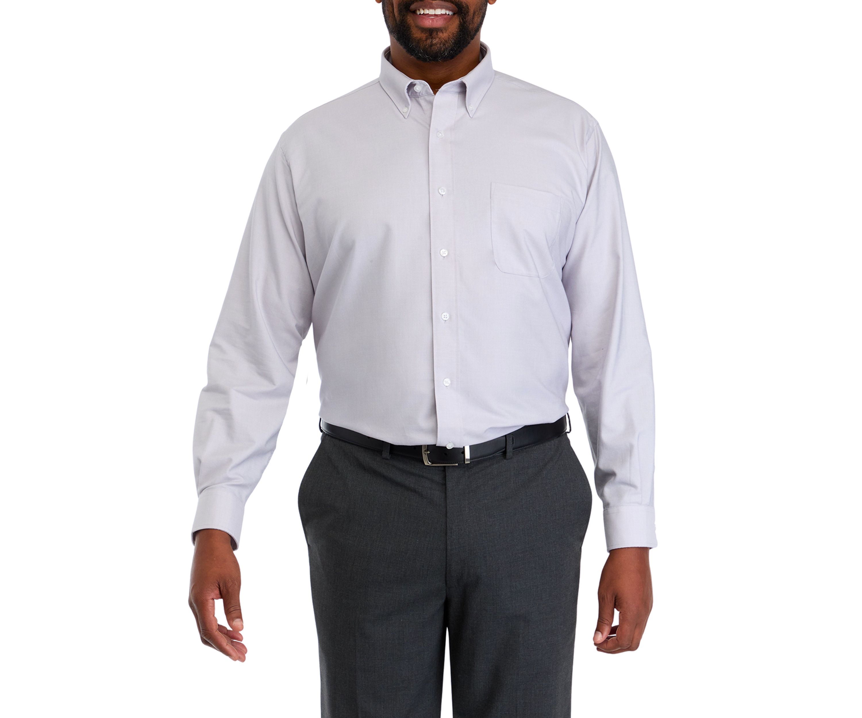   Mens Big Fashion Solid Dress Shirt 