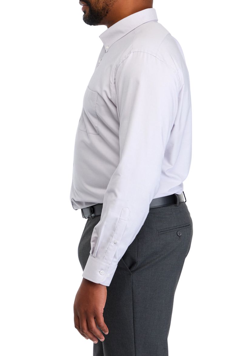   Mens Big Fashion Solid Dress Shirt 