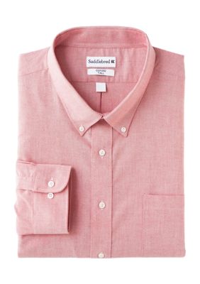 Saddlebred Men’s Tall Solid Oxford Shirt, Red, 18 – 18.5 35/36