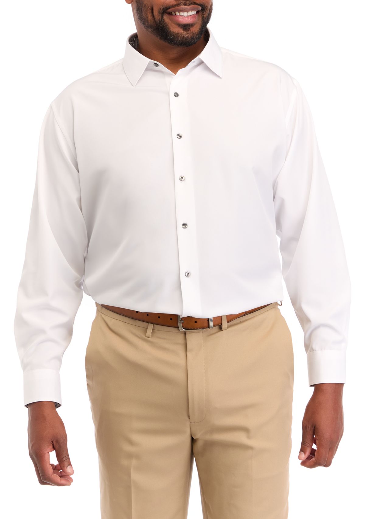 Big & Tall Stretch Solid Contrast Shirt