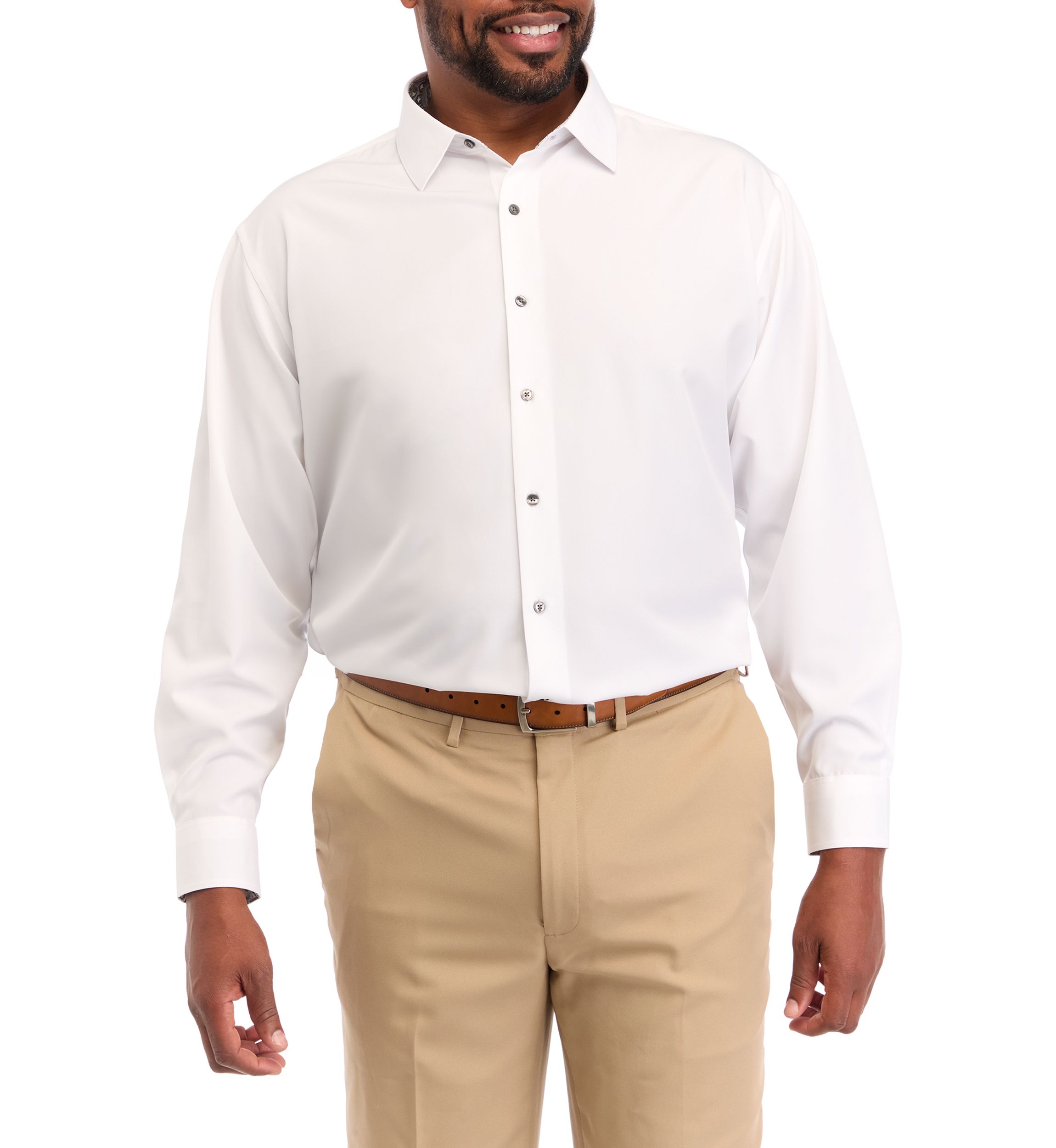 Big & Tall Stretch Solid Contrast Shirt