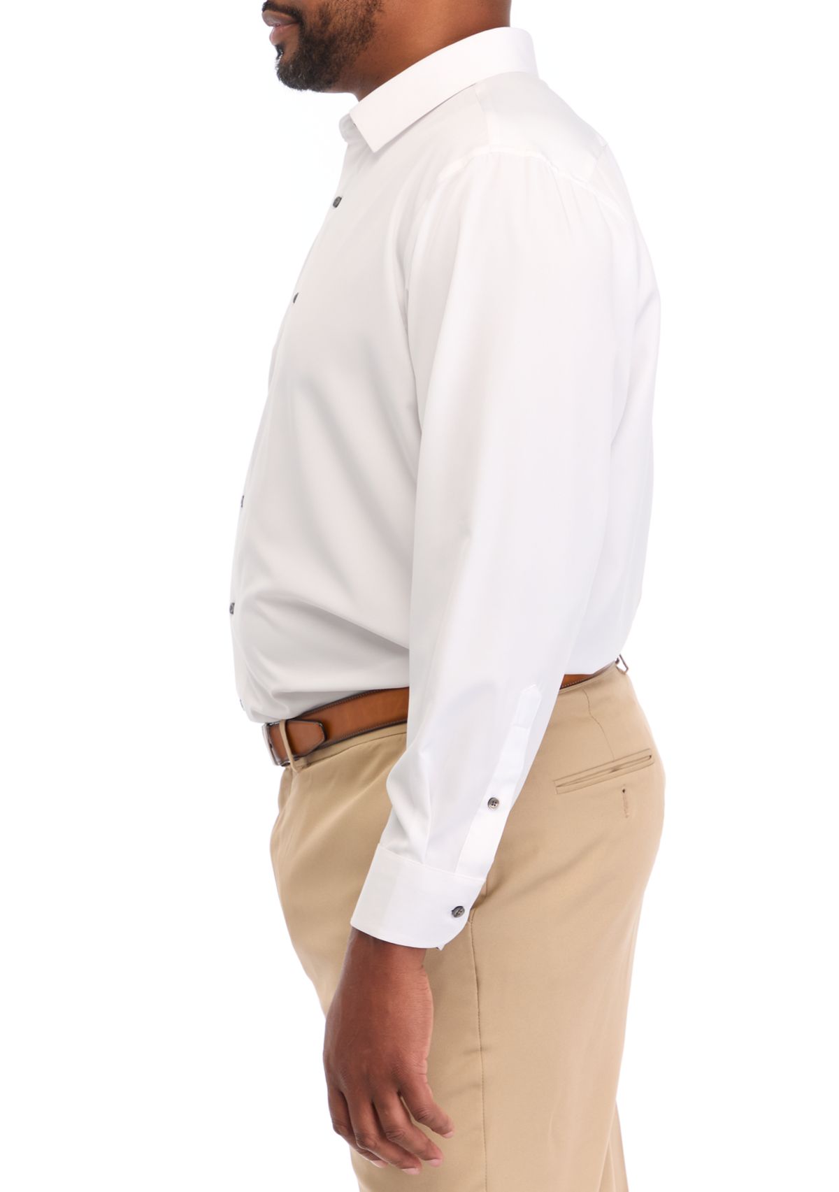 Big & Tall Stretch Solid Contrast Shirt