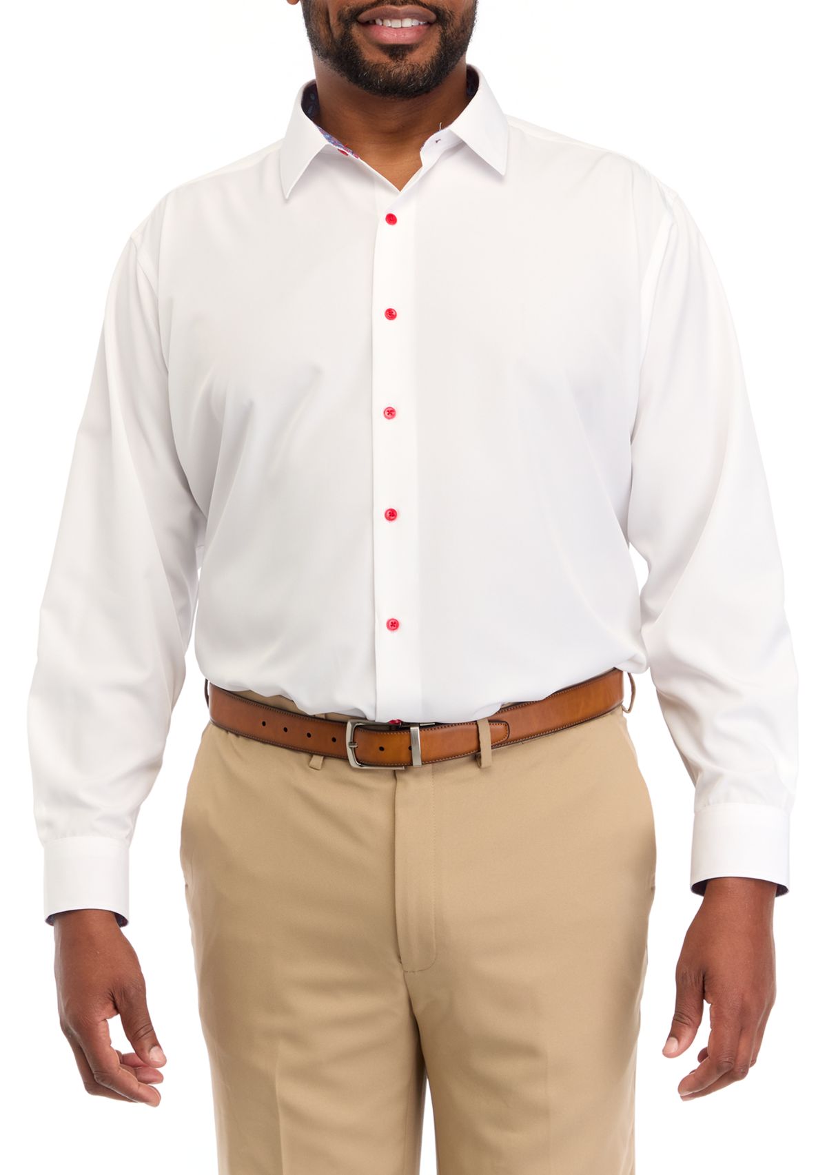 Big & Tall Stretch Solid Contrast Shirt
