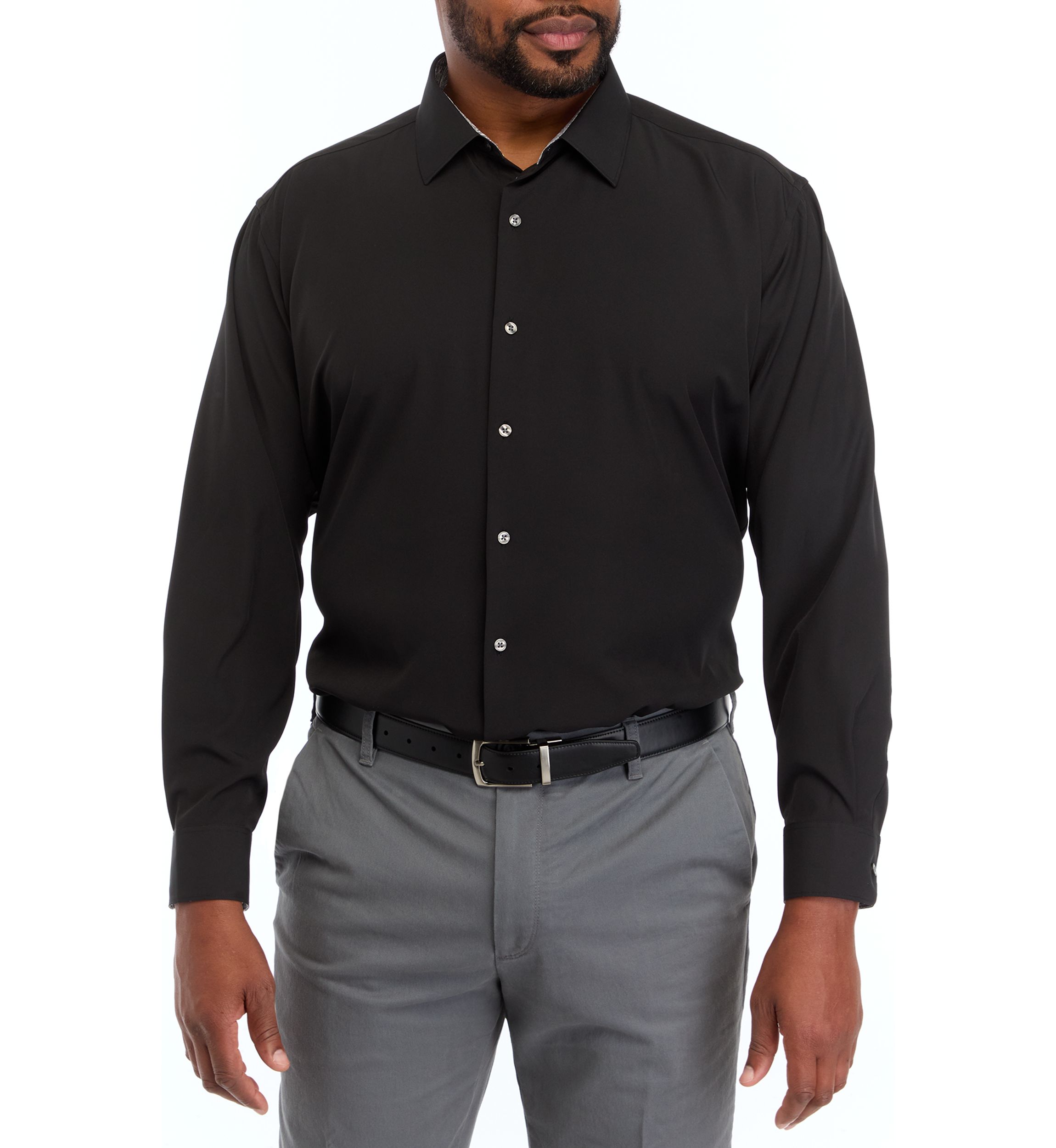 Mens Big Stretch Solid Contrast Shirt