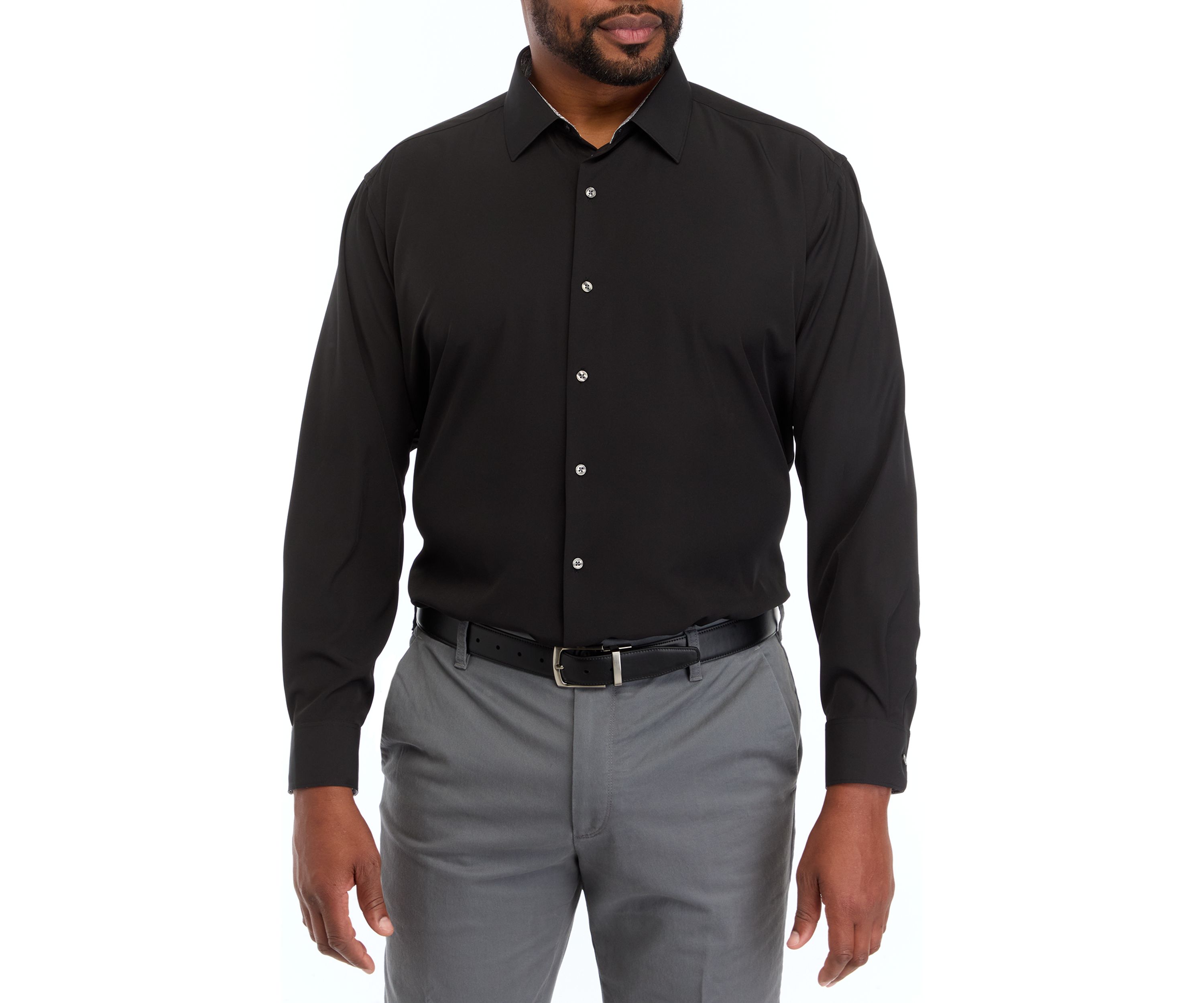 Mens Big Stretch Solid Contrast Shirt