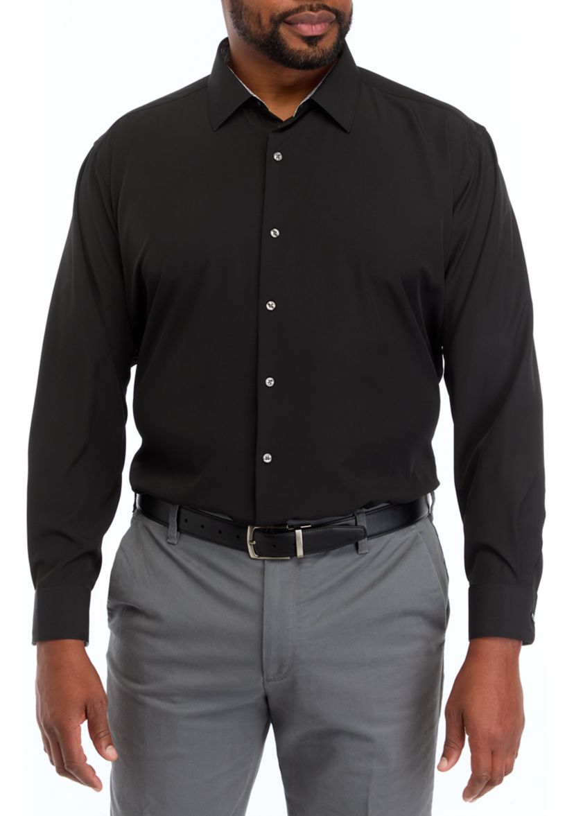Mens Big Stretch Solid Contrast Shirt