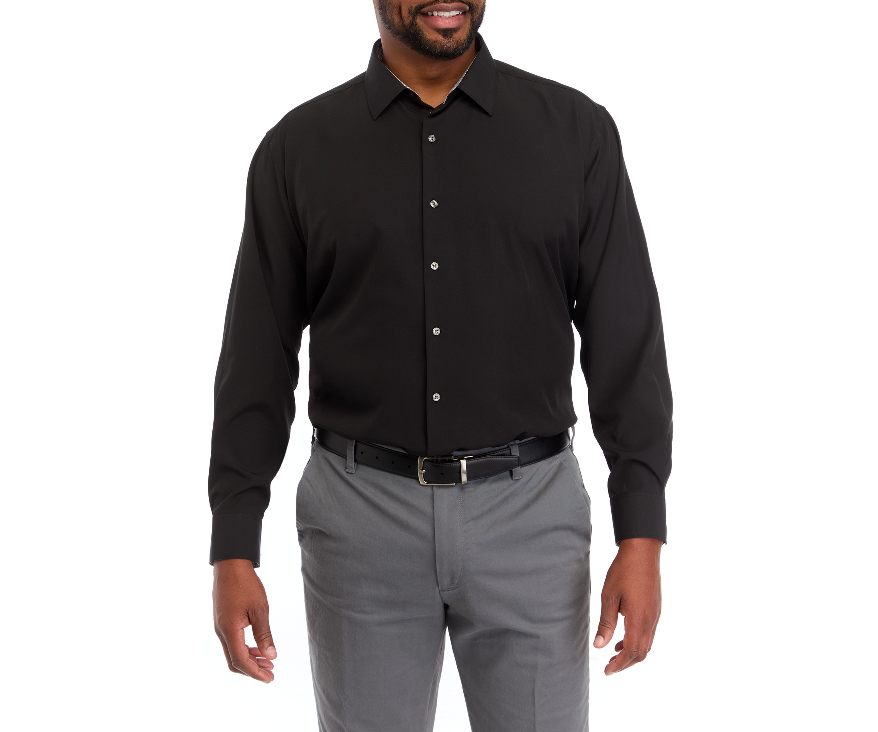 Big & Tall Stretch Solid Contrast Shirt