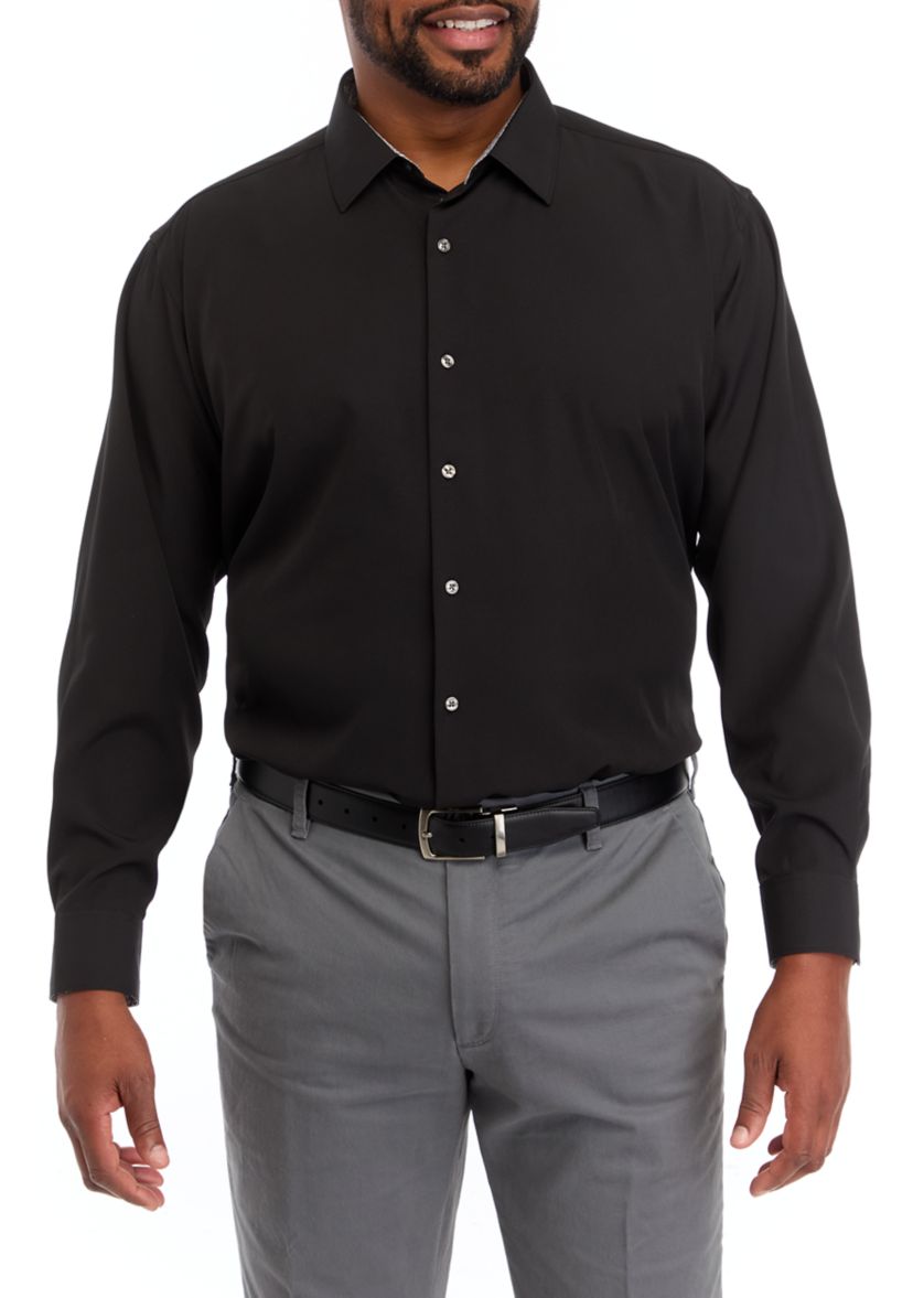 Big & Tall Stretch Solid Contrast Shirt
