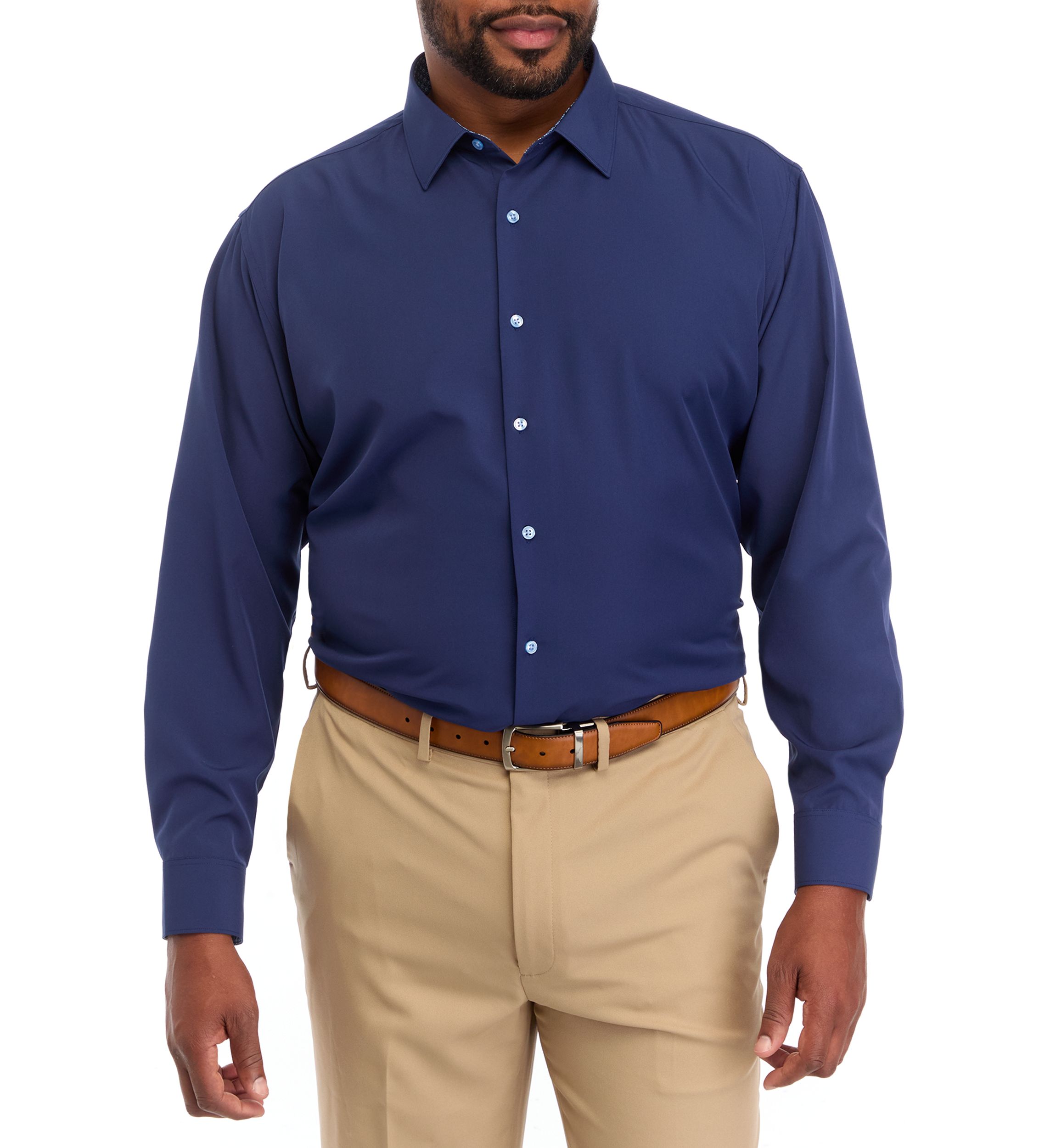 Big & Tall Stretch Solid Contrast Shirt