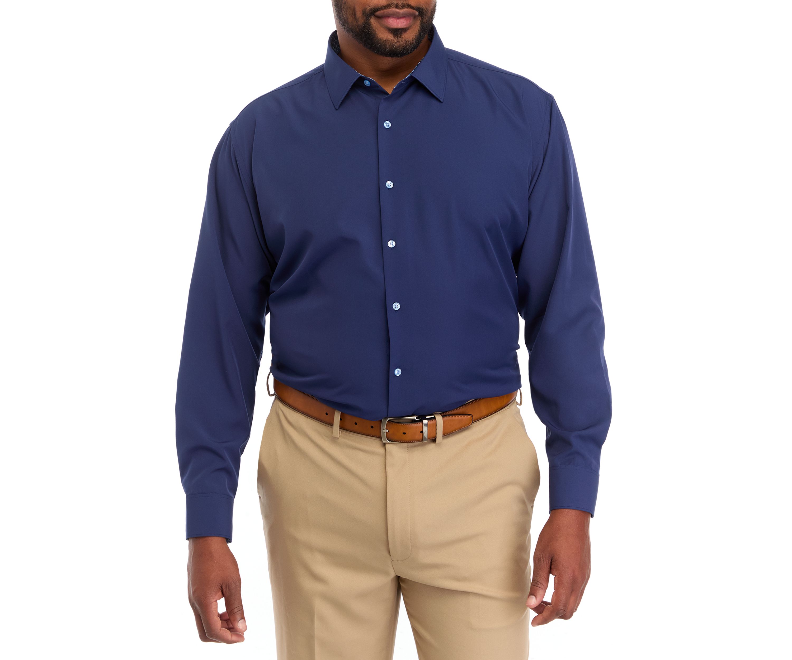 Big & Tall Stretch Solid Contrast Shirt