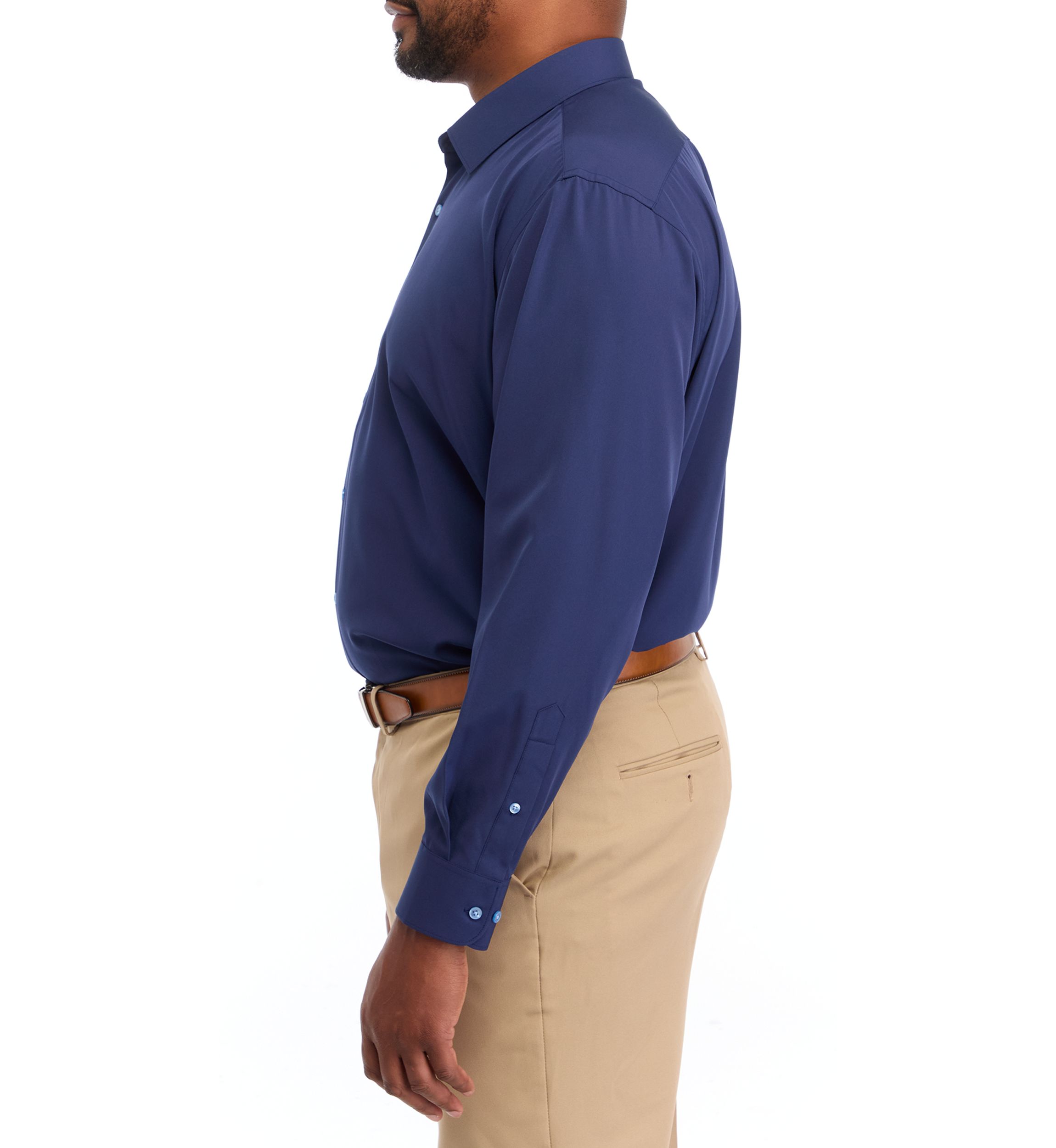 Big & Tall Stretch Solid Contrast Shirt