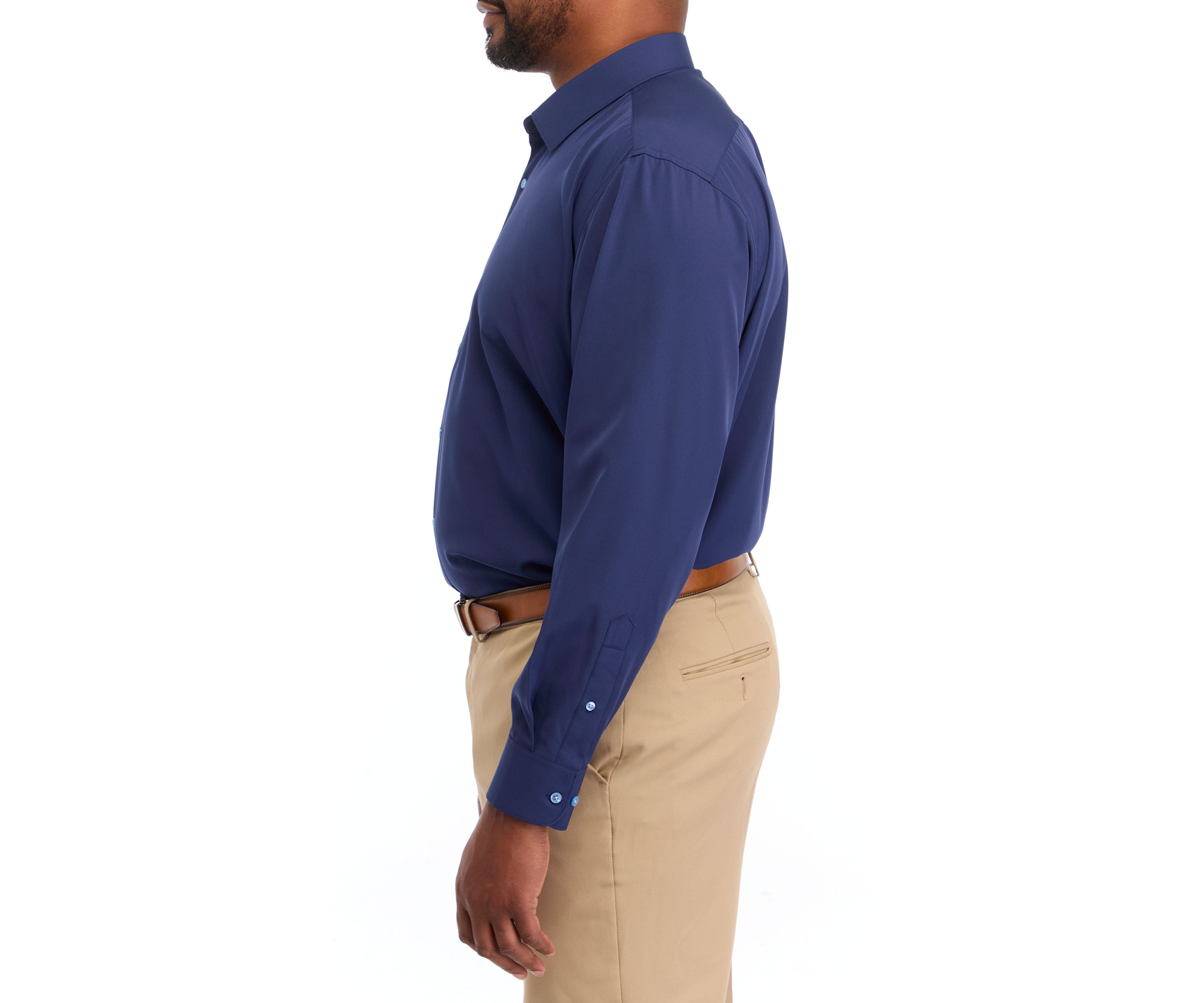 Big & Tall Stretch Solid Contrast Shirt