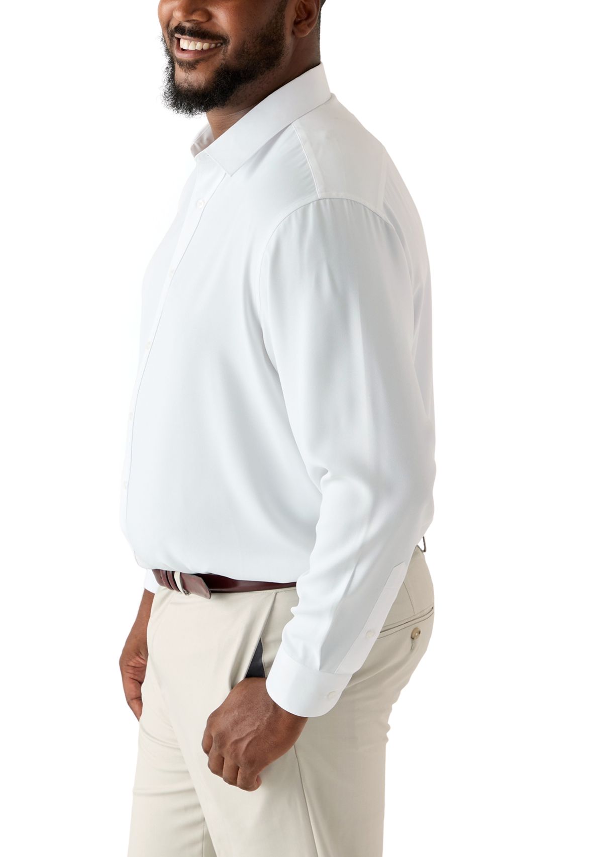 Big & Tall Twill Solid Performance Dress Shirt 