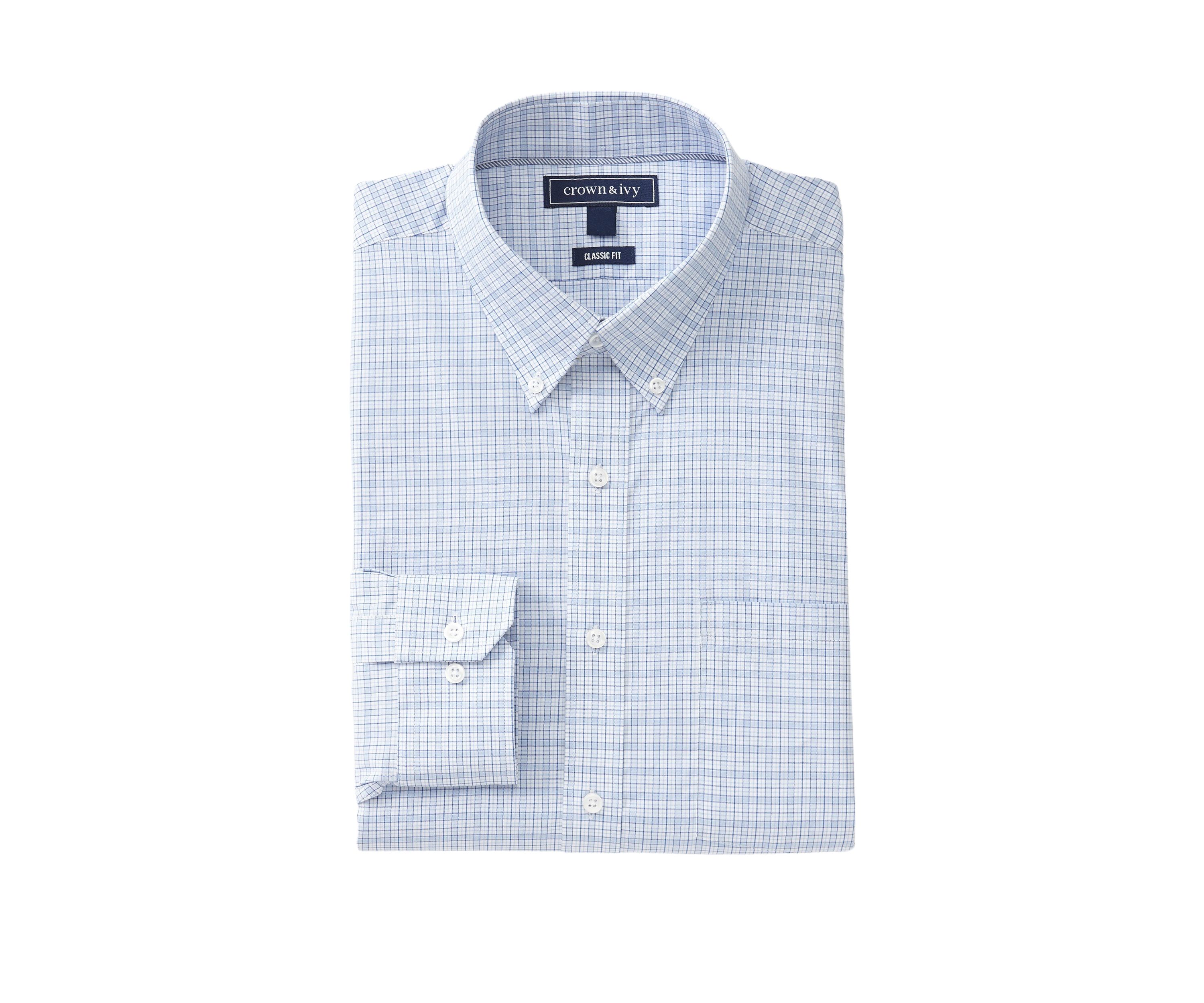 Blue Check Plaid Printed Button Down Shirt