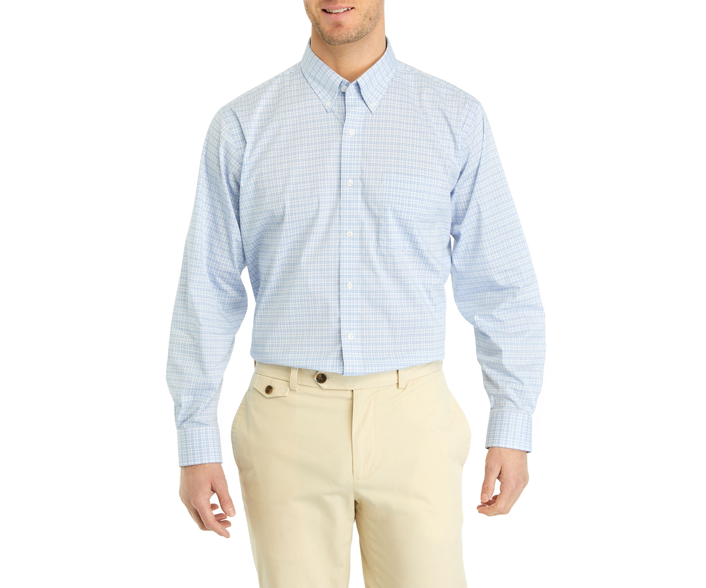 Blue Check Plaid Printed Button Down Shirt