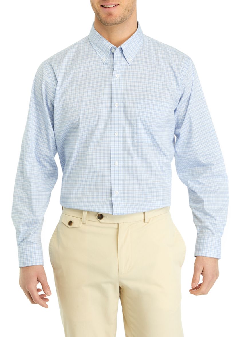 Blue Check Plaid Printed Button Down Shirt