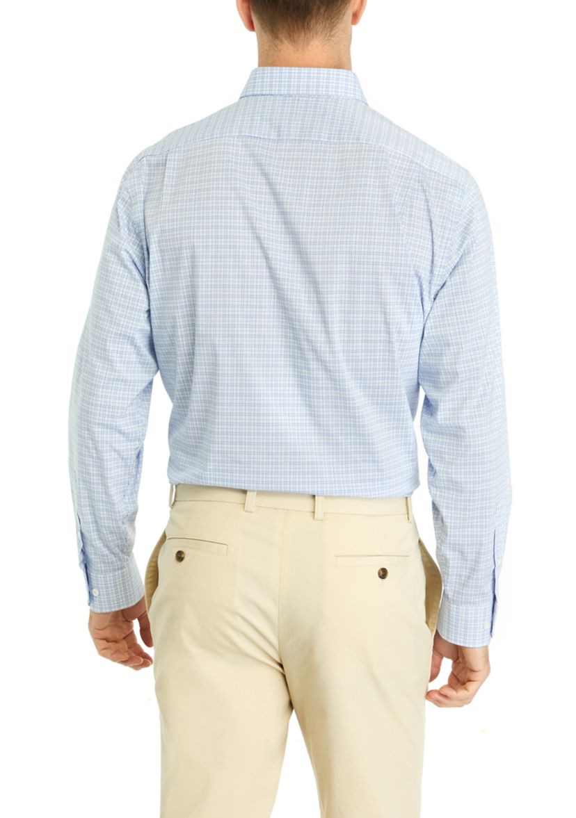 Blue Check Plaid Printed Button Down Shirt