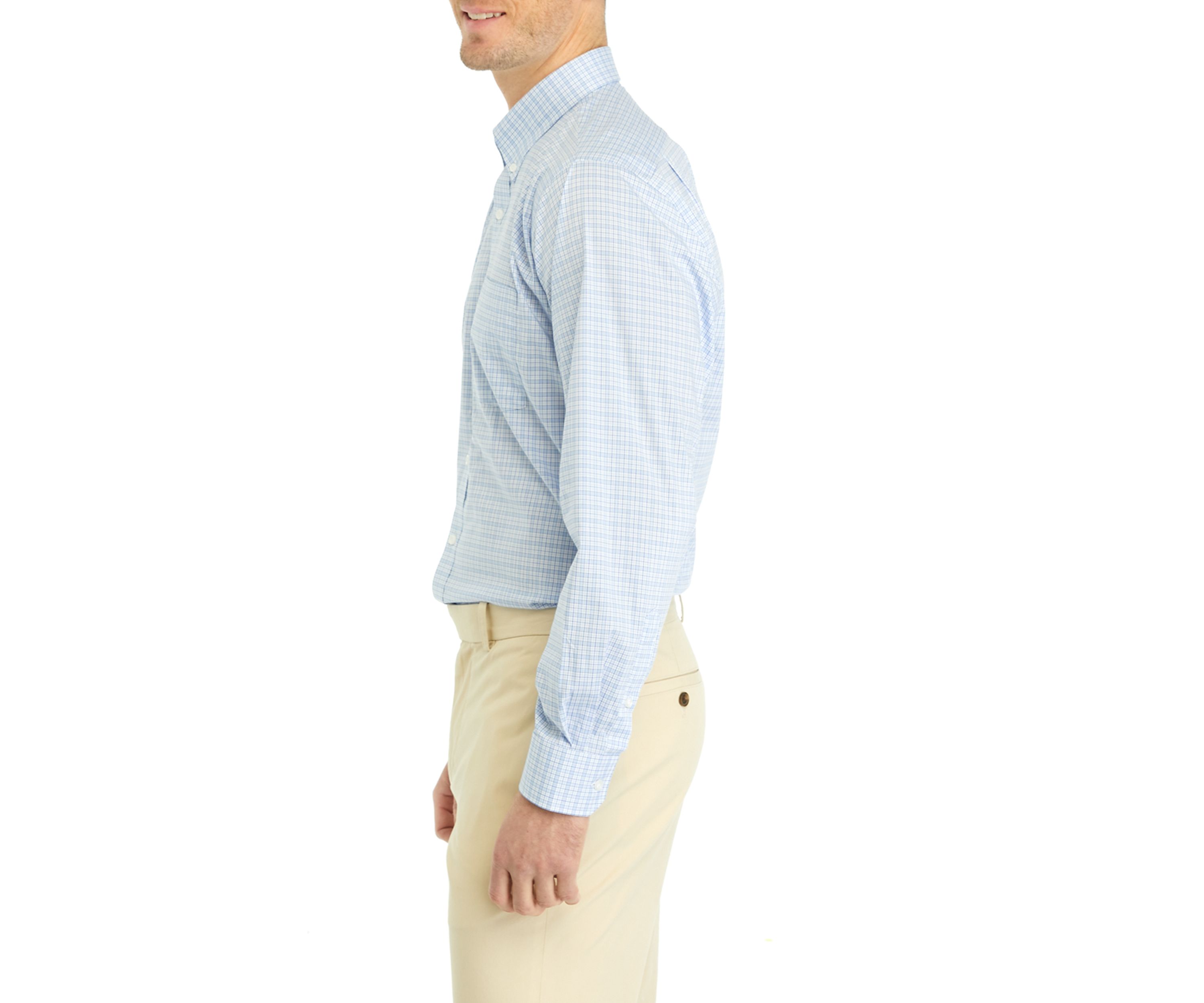 Blue Check Plaid Printed Button Down Shirt
