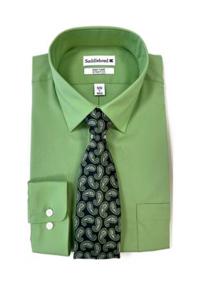 Saddlebred Regular Fit Stretch Collar Dress Shirt and Tie Set belk