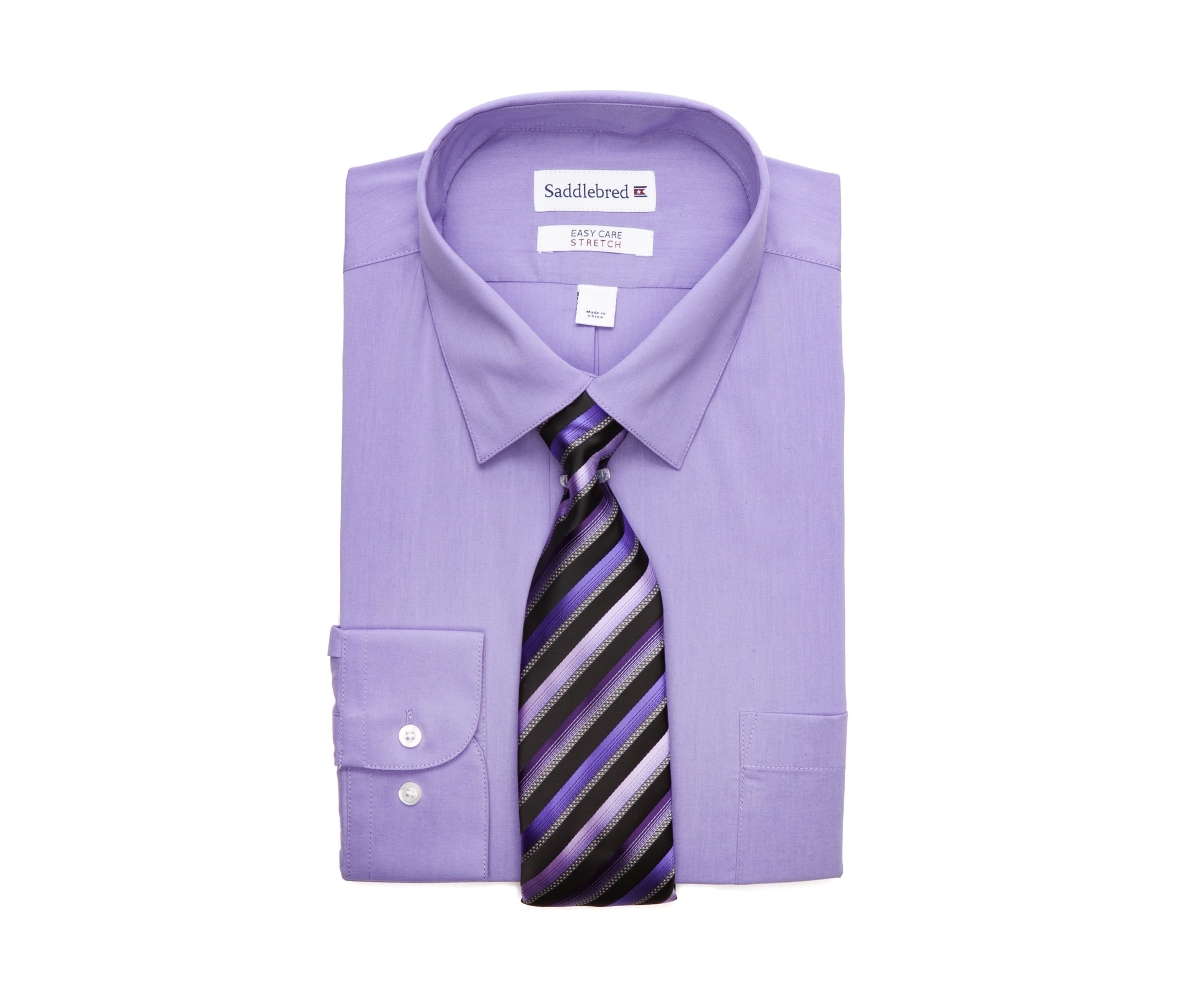 2 Piece Stretch Point Collar Dress Shirt and Tie Set