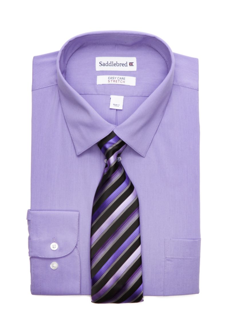 2 Piece Stretch Point Collar Dress Shirt and Tie Set