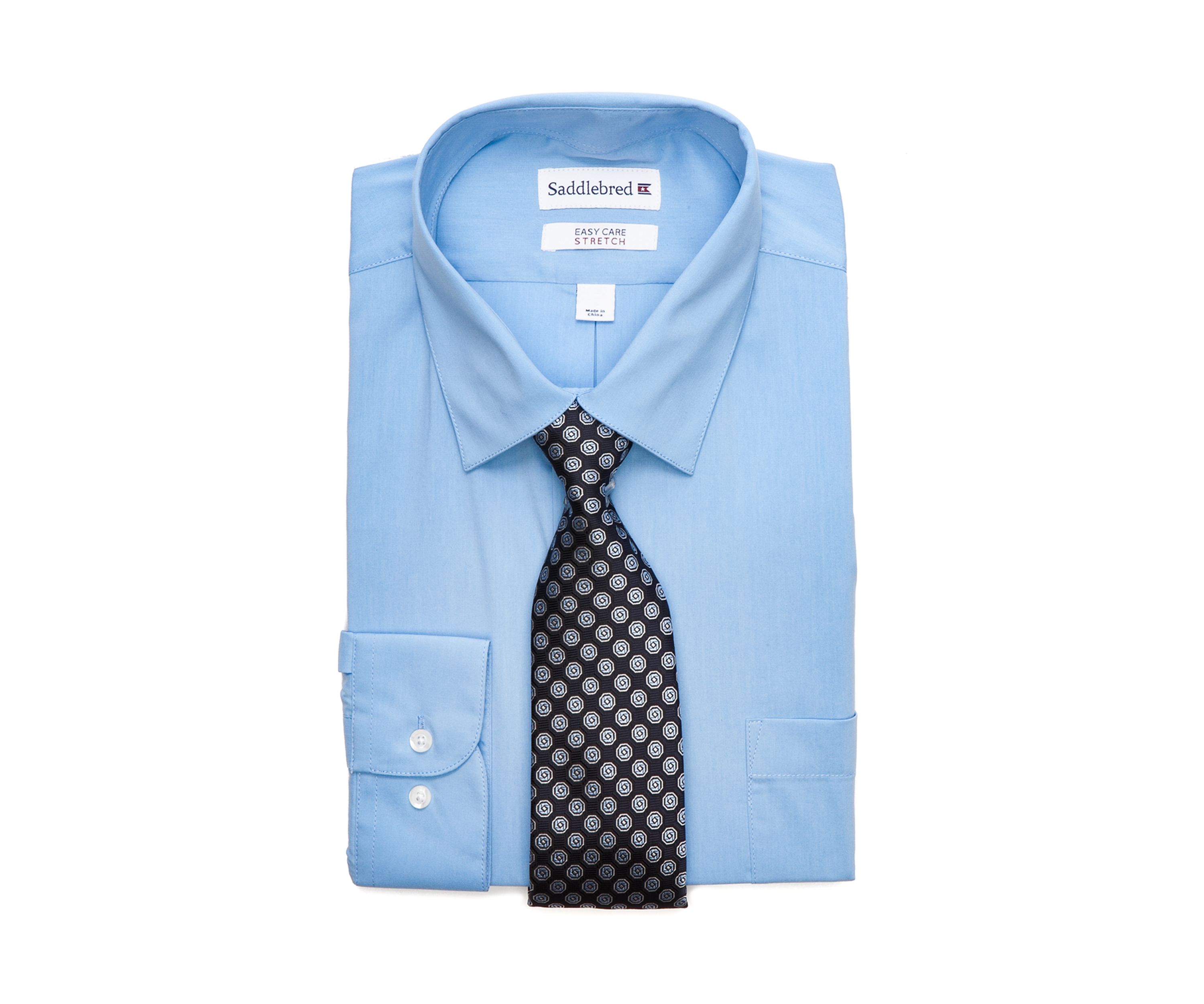 2 Piece Stretch Point Collar Dress Shirt and Tie Set