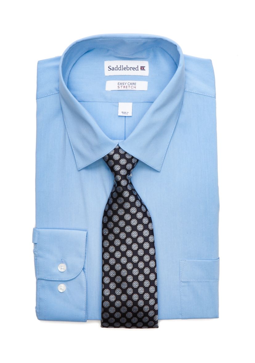 2 Piece Stretch Point Collar Dress Shirt and Tie Set