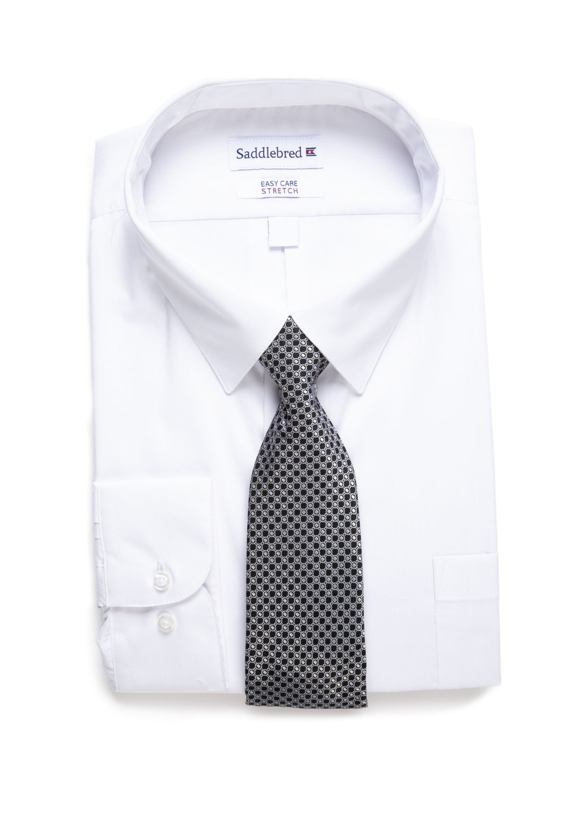 Big & Tall Allover Stretch Dress Shirt and Tie