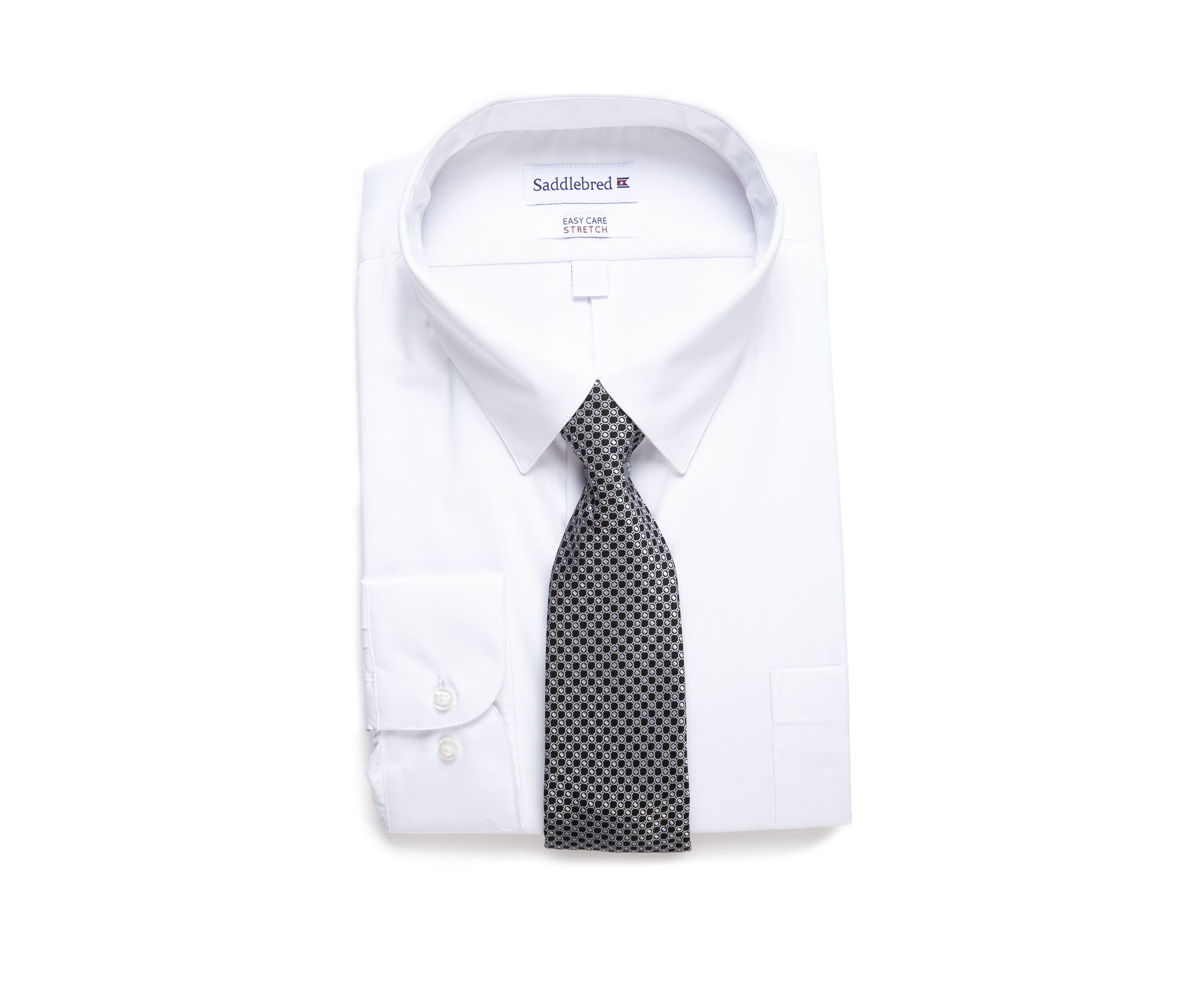 Big & Tall Allover Stretch Dress Shirt and Tie
