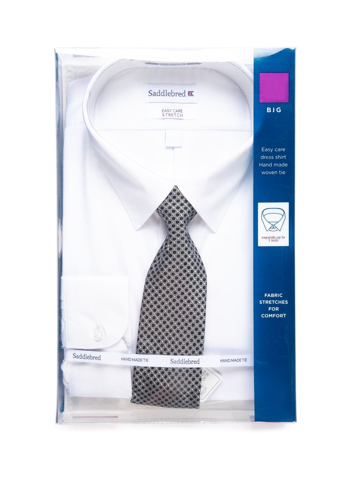 Big & Tall Allover Stretch Dress Shirt and Tie