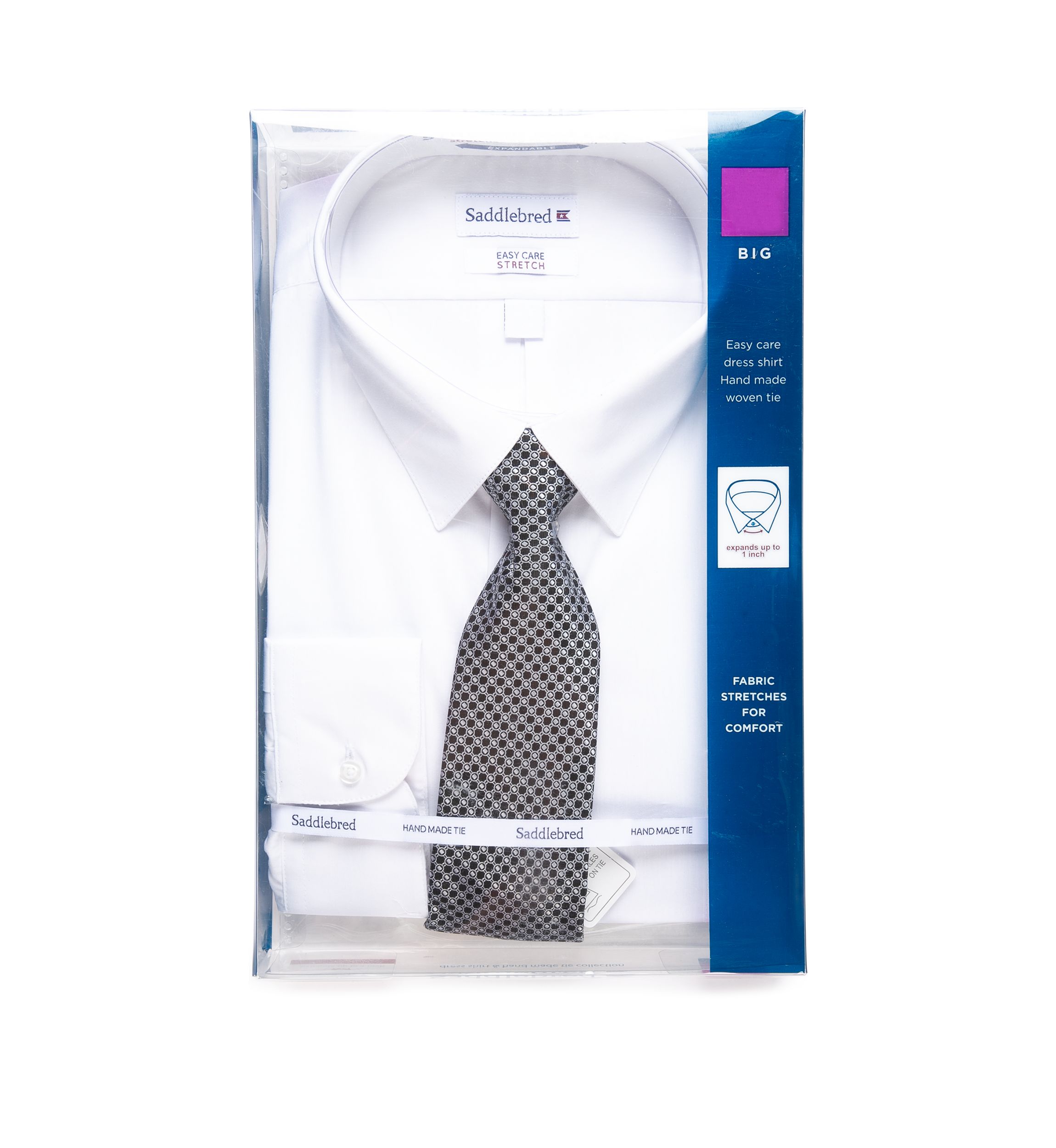 Big & Tall Allover Stretch Dress Shirt and Tie