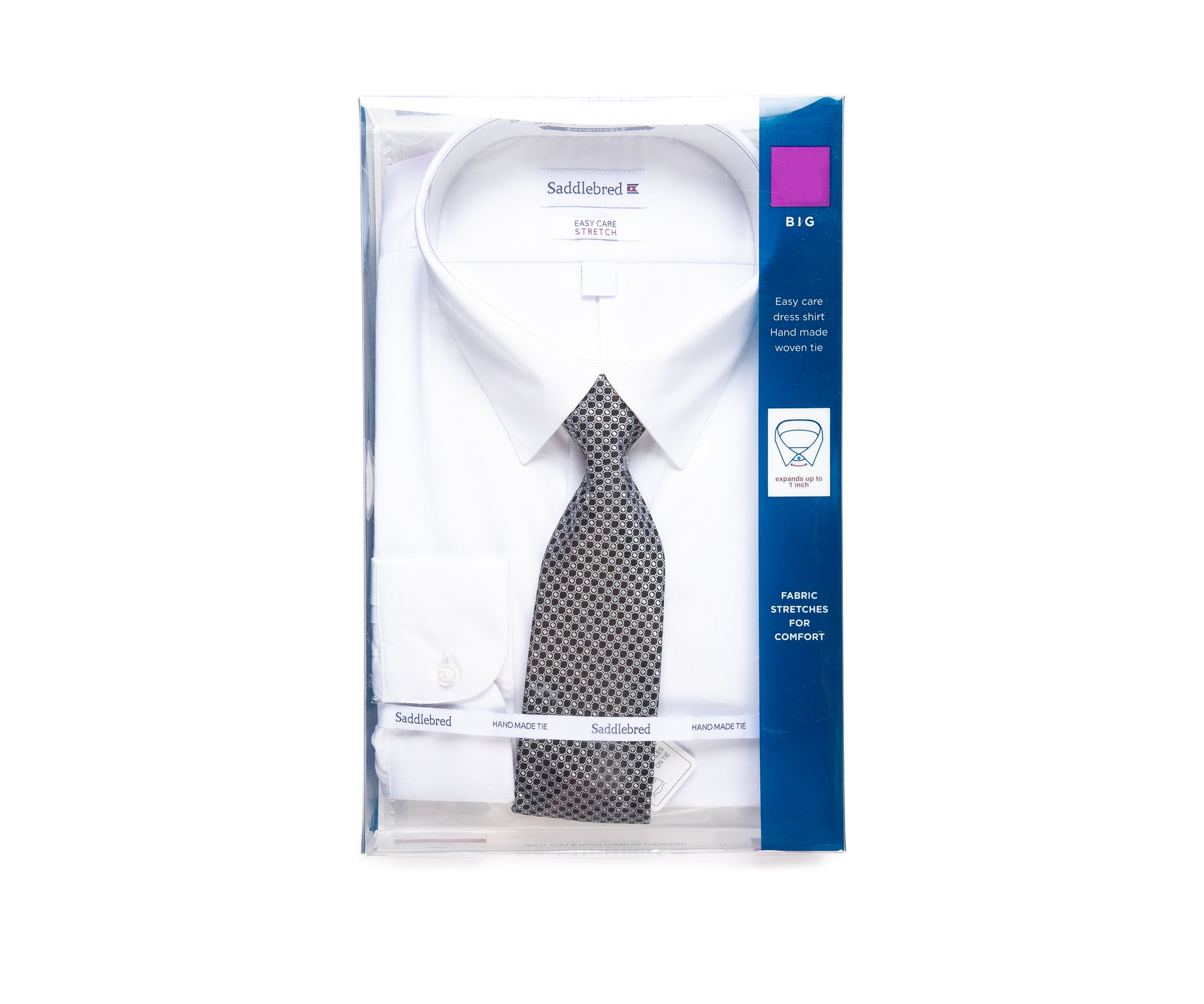 Big & Tall Allover Stretch Dress Shirt and Tie