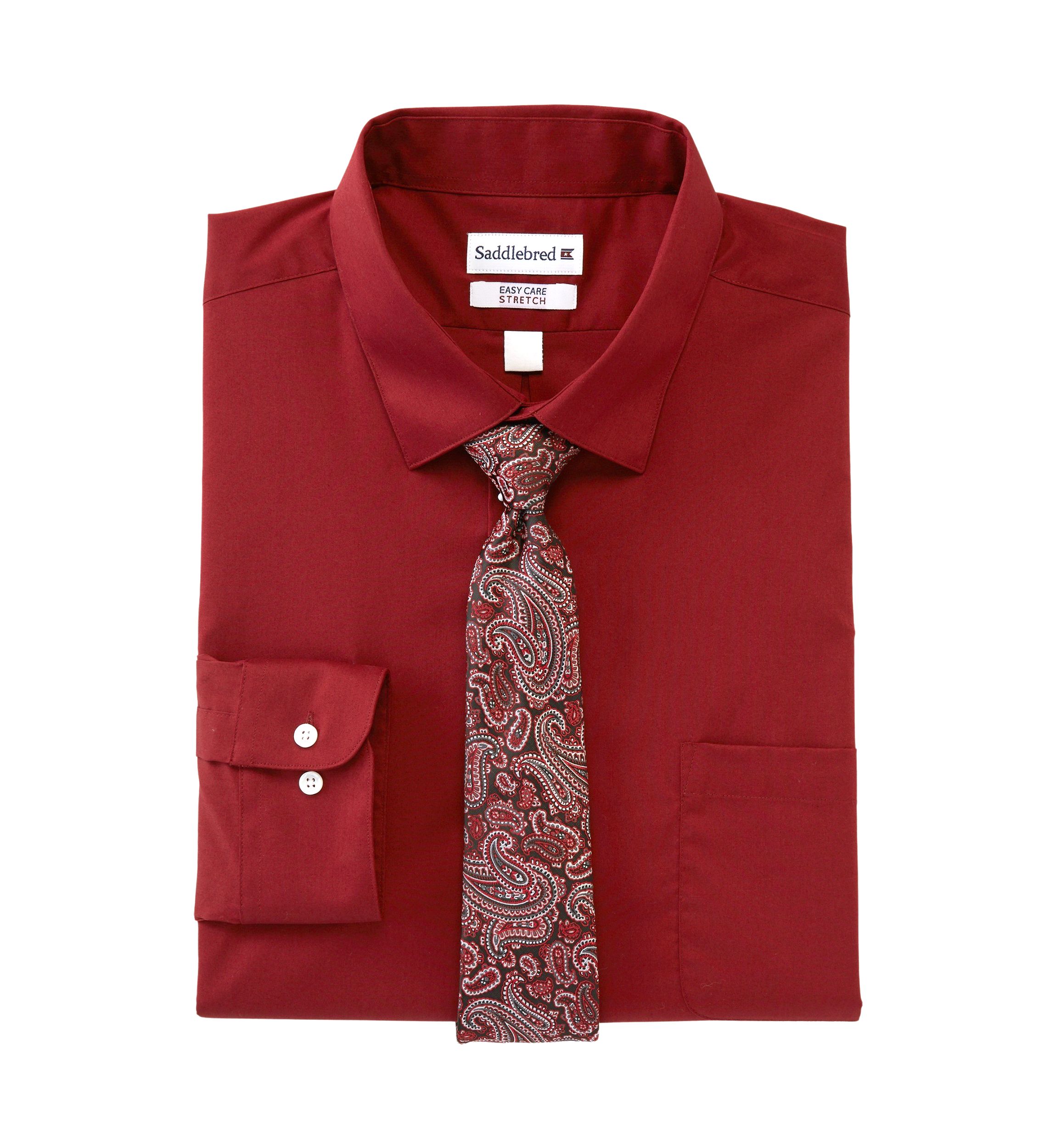 Mens Big Solid Shirt and Paisley Tie Set