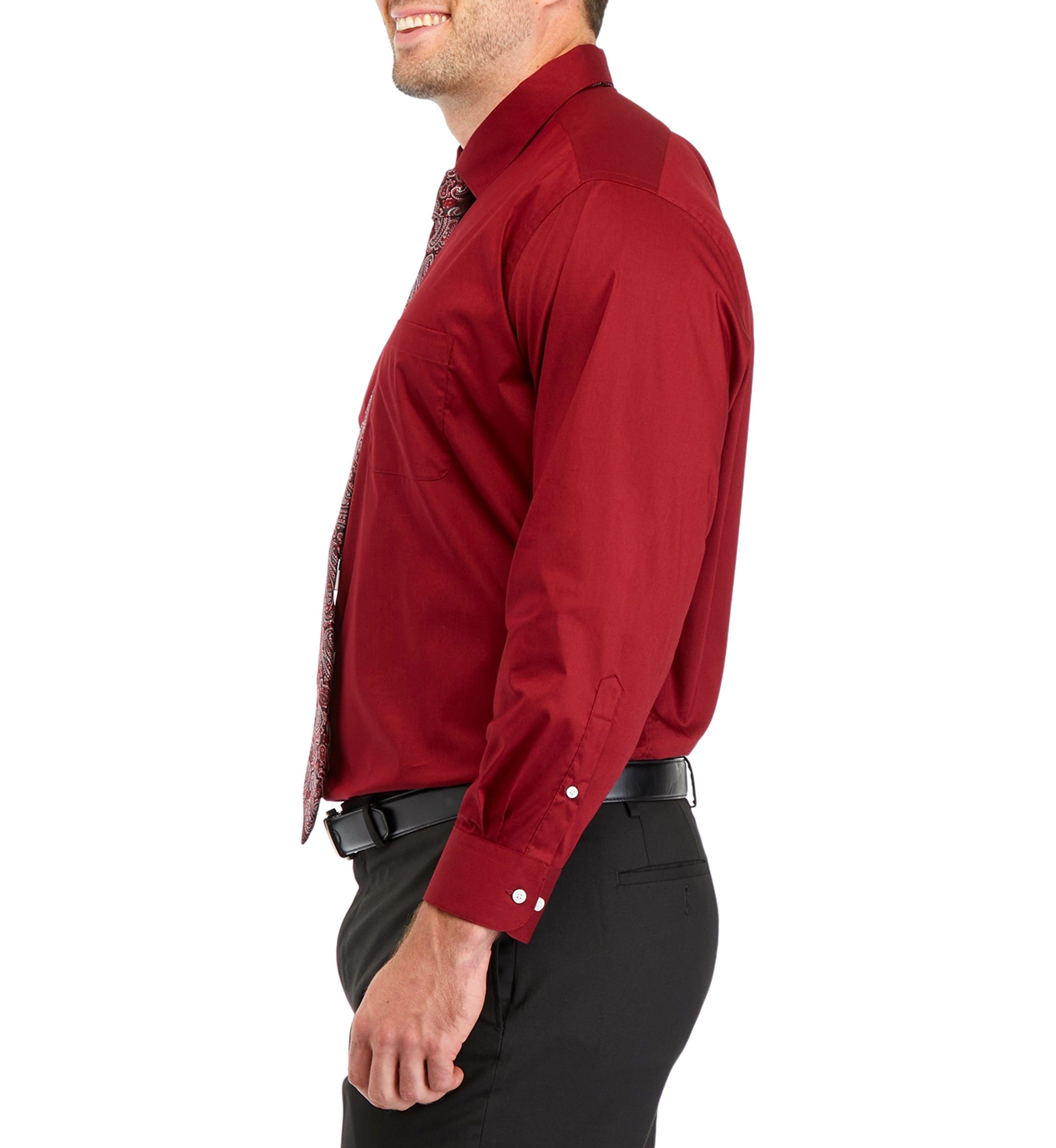 Mens Big Solid Shirt and Paisley Tie Set